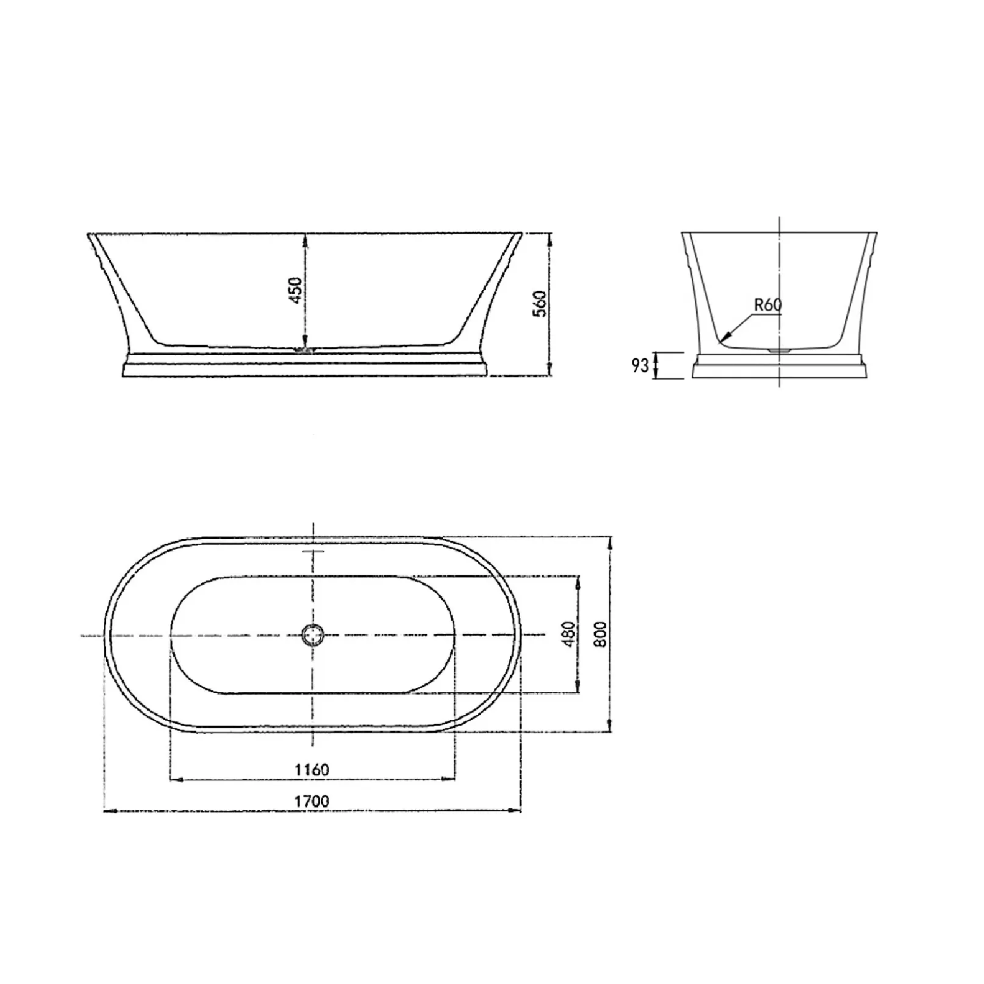 OTTI - Attica Hampton 1700 Gloss White Bathtub with Overflow - Baths - from our - Otti - supplier–available at Bathroom City Perth