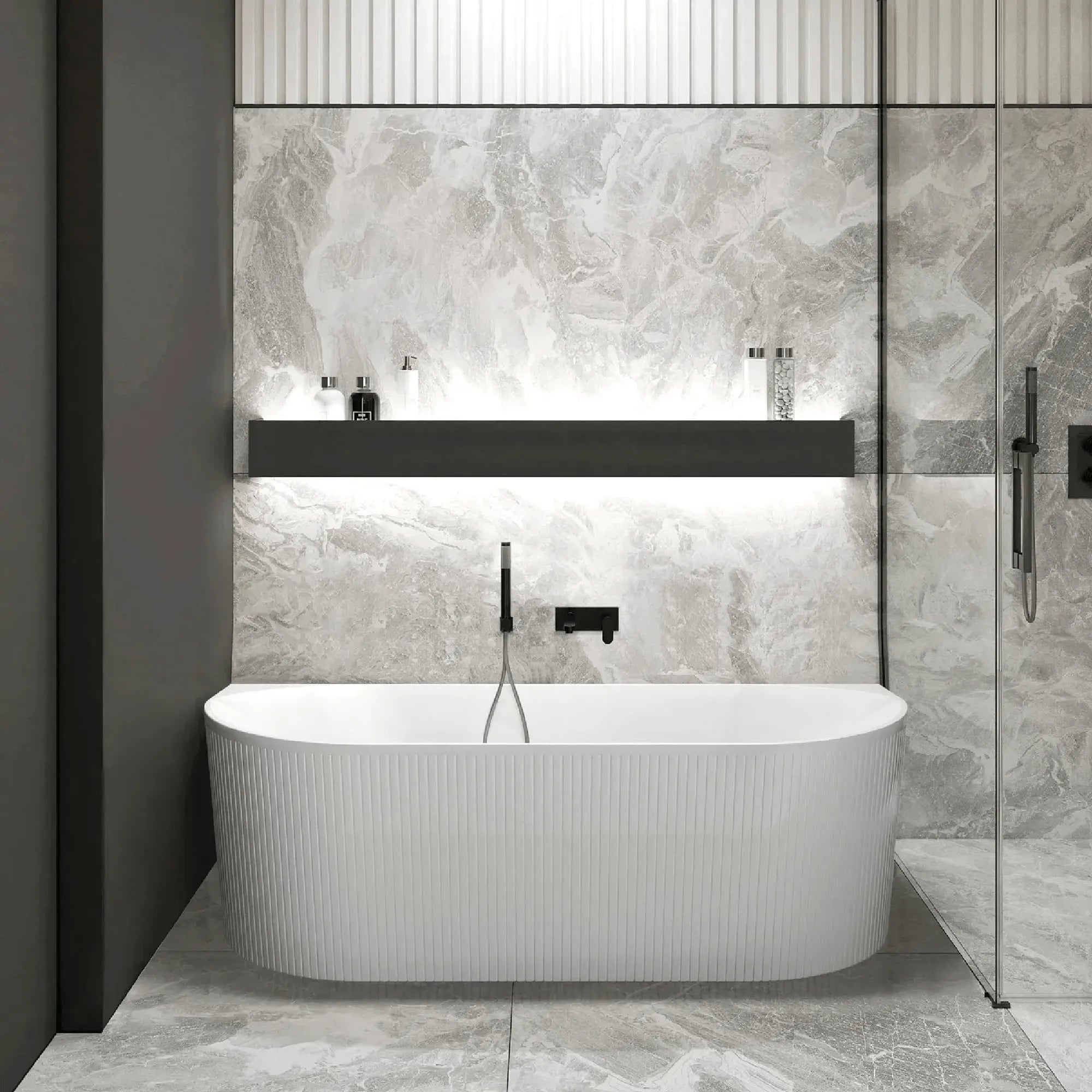 OTTI - Attica Noosa 1500 Gloss White BTW Multi-fit Bath with Overflow-Baths-from our-Otti-supplier–available at Bathroom City Perth