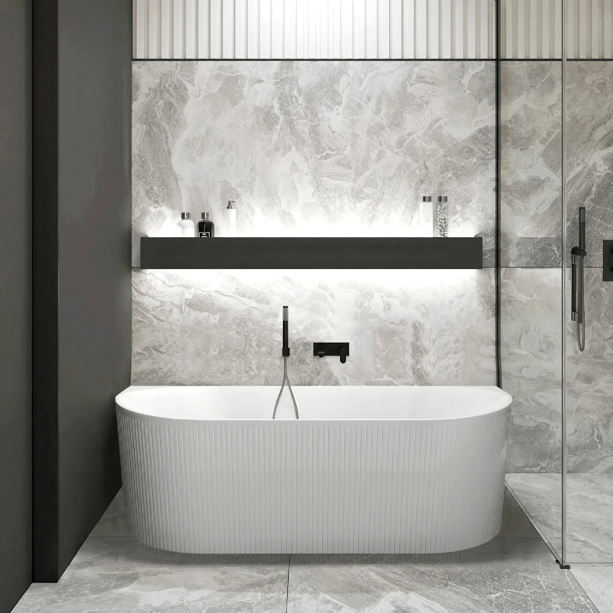 OTTI - Attica Noosa 1500 Matt White BTW Multi-fit Bath with Overflow-Baths-from our-Otti-supplier–available at Bathroom City Perth