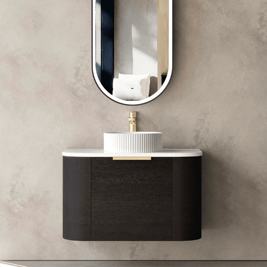 OTTI - Bondi 750mm Black Oak Wall Hung Curve Vanity - Vanities - from our - Otti - supplier–available at Bathroom City Perth
