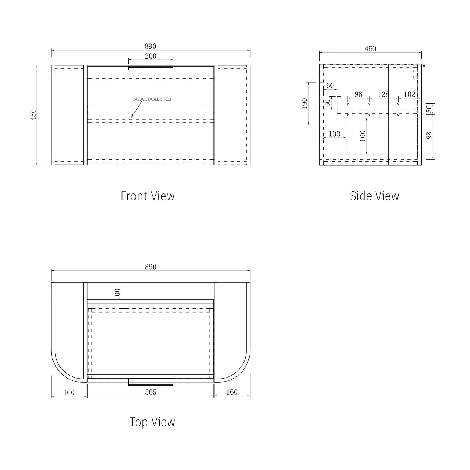 OTTI - Bondi 900mm Black Oak Wall Hung Curve Vanity - Vanities - from our - Otti - supplier–available at Bathroom City Perth