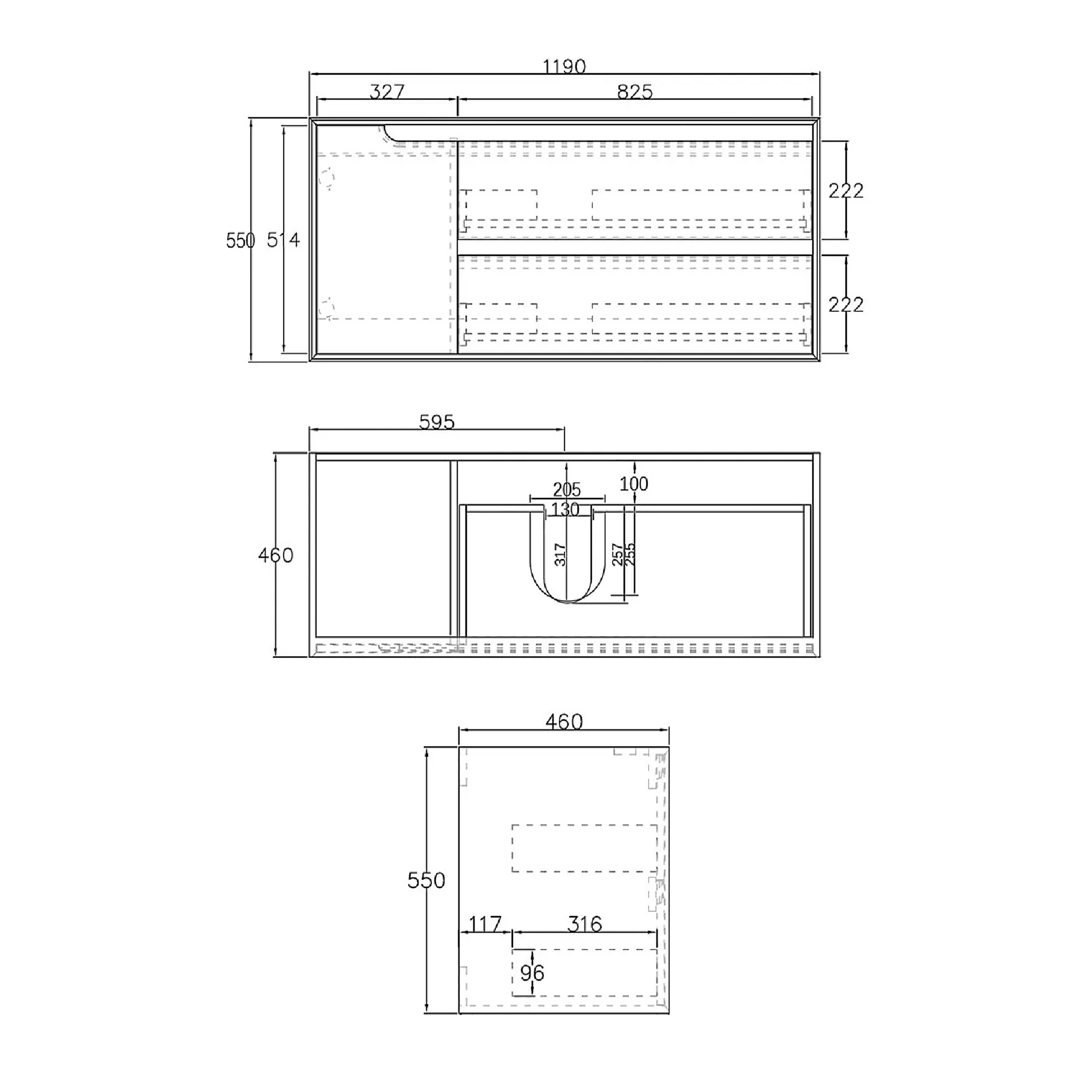 OTTI - Byron 1200mm Black Oak Wall Hung Vanity - Vanities - from our - Otti - supplier–available at Bathroom City Perth