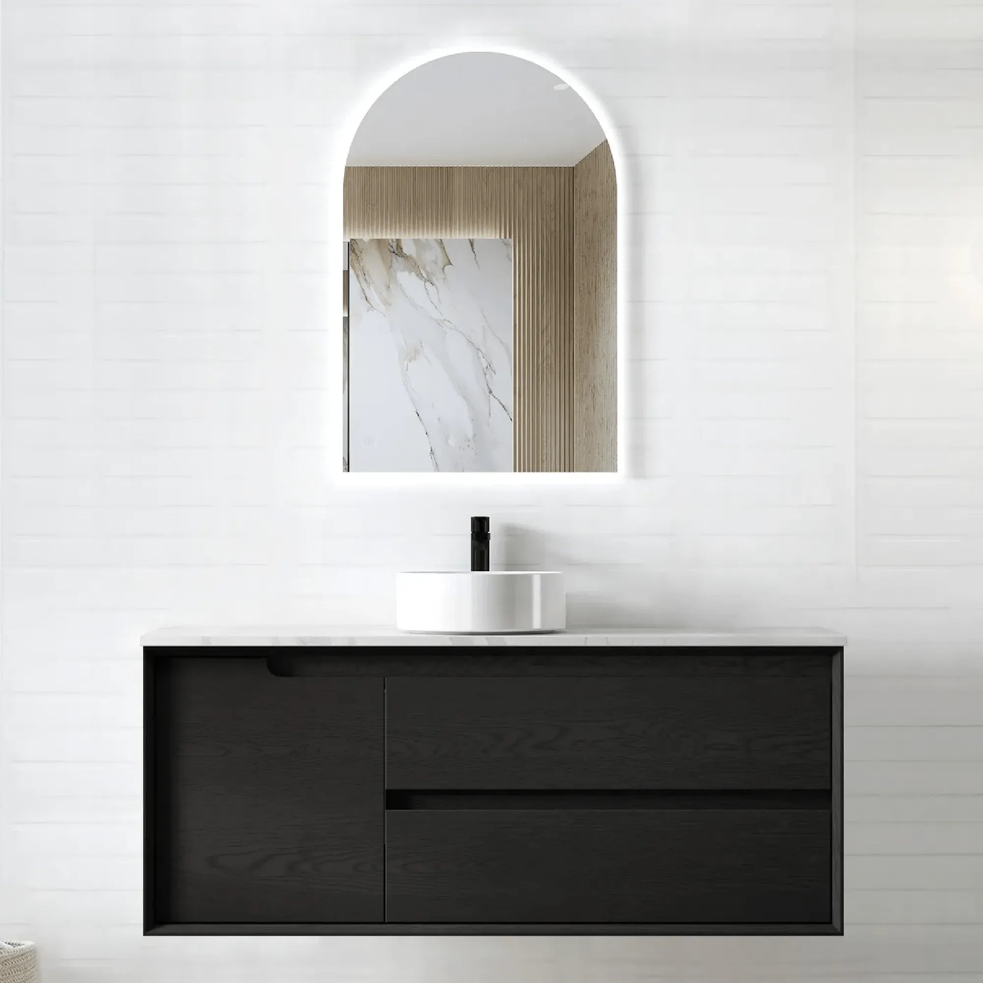 OTTI - Byron 1200mm Black Oak Wall Hung Vanity-Vanities-from our-Otti-supplier–available at Bathroom City Perth