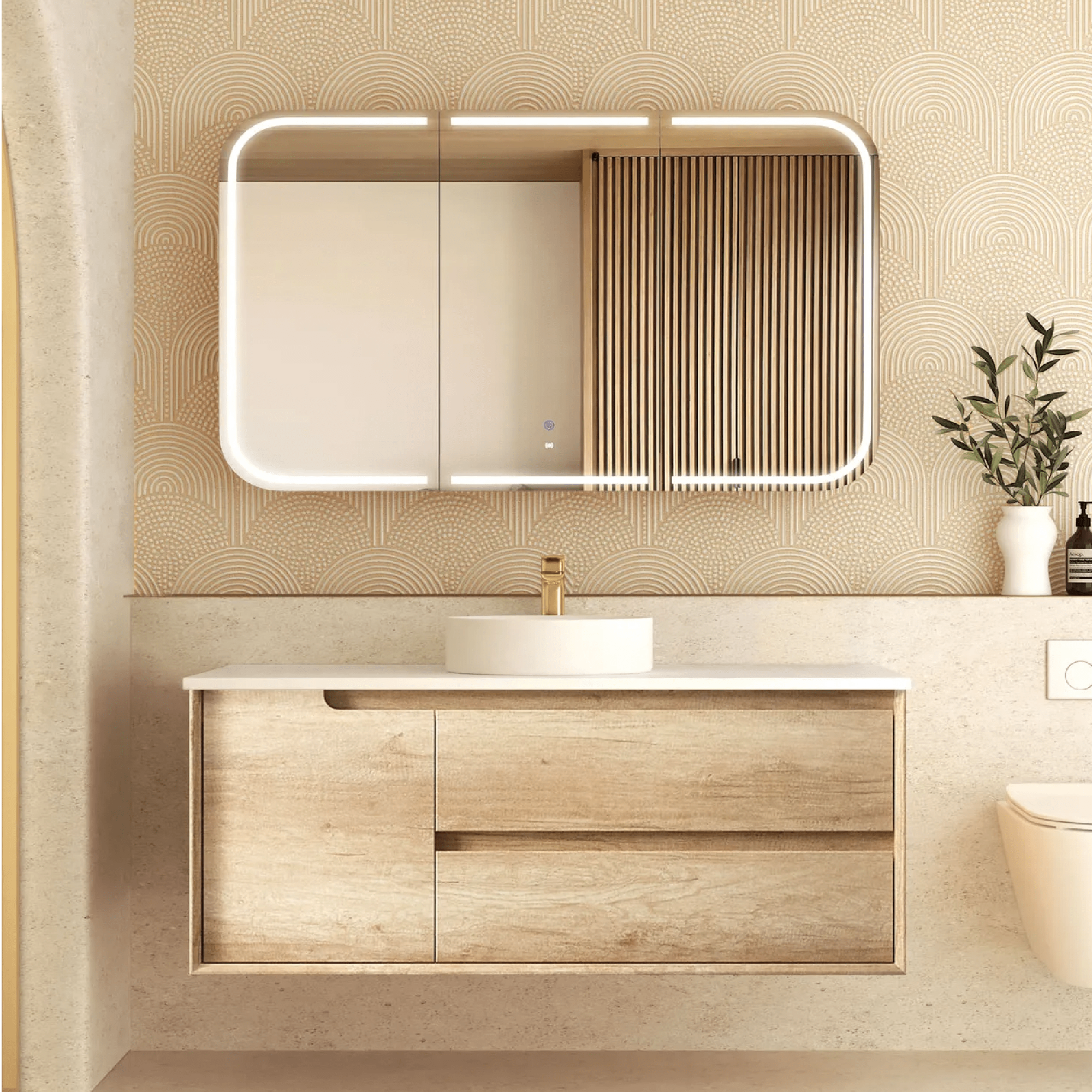 OTTI - Byron 1200mm Natural Oak Wall Hung Vanity - Vanities - from our - Otti - supplier–available at Bathroom City Perth