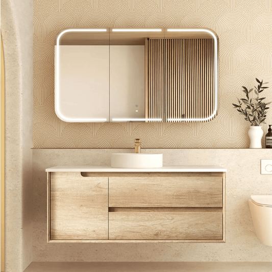 OTTI - Byron 1200mm Natural Oak Wall Hung Vanity - Vanities - from our - Otti - supplier–available at Bathroom City Perth