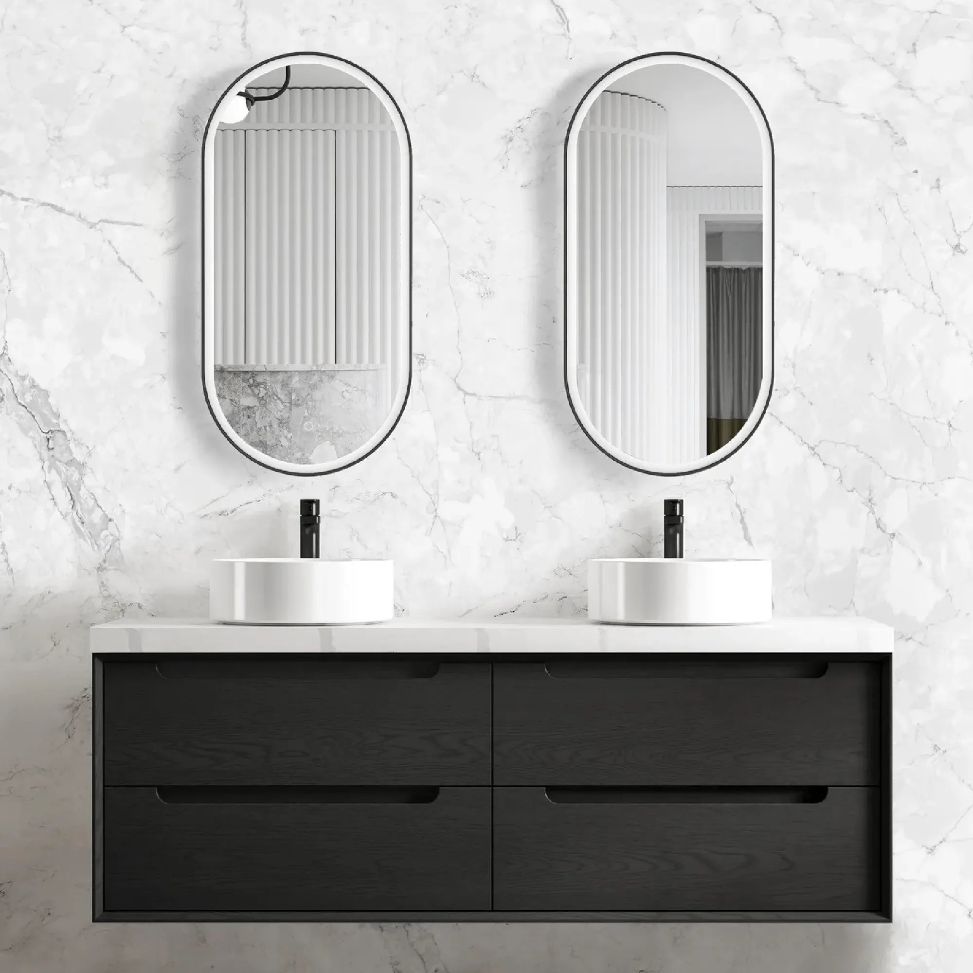 OTTI - Byron 1500mm Black Oak Wall Hung Vanity-Vanities-from our-Otti-supplier–available at Bathroom City Perth