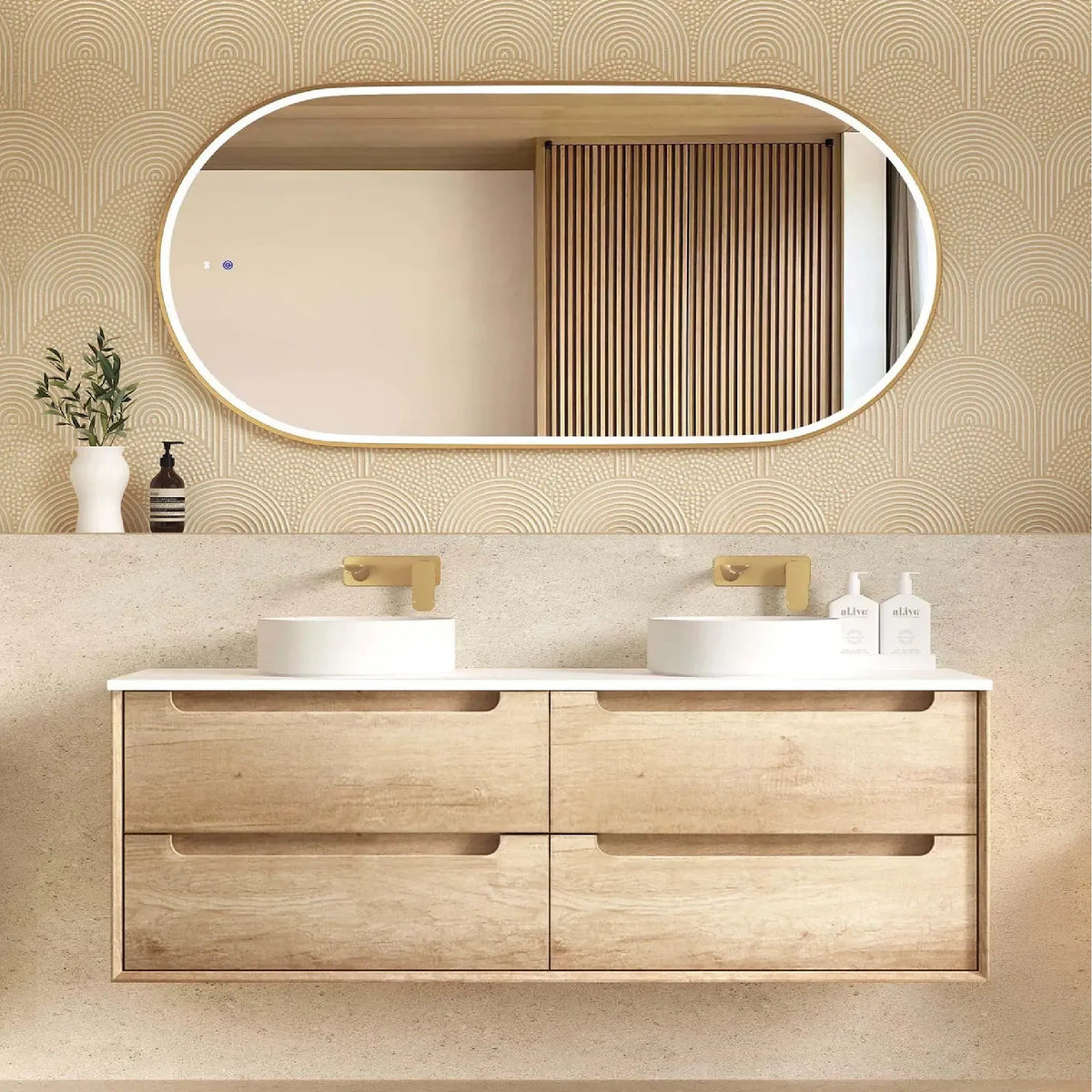 OTTI - Byron 1500mm Natural Oak Wall Hung Vanity-Vanities-from our-Otti-supplier–available at Bathroom City Perth