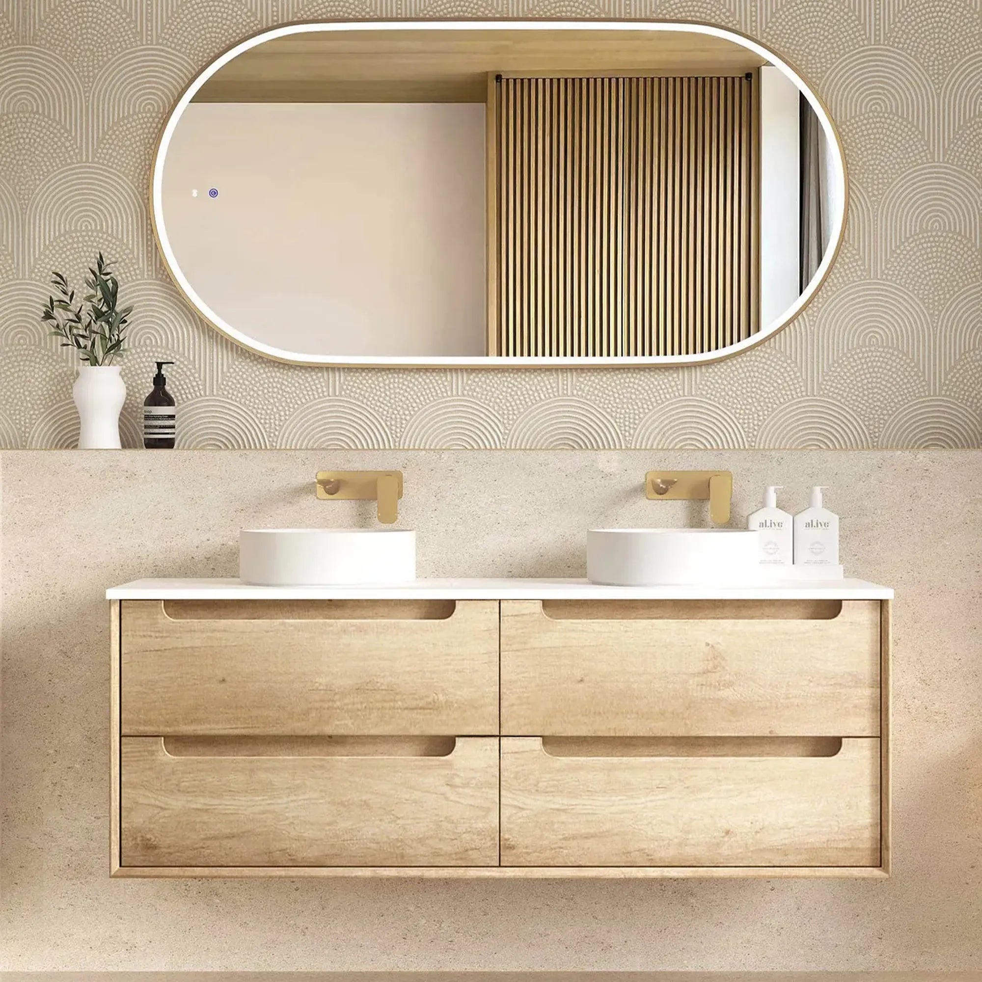OTTI - Byron 1500mm Natural Oak Wall Hung Vanity-Vanities-from our-Otti-supplier–available at Bathroom City Perth