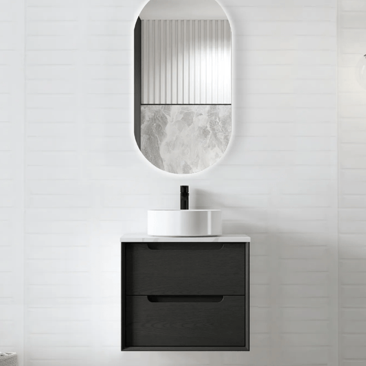 OTTI - Byron 600mm Black Oak Wall Hung Vanity - Vanities - from our - Otti - supplier–available at Bathroom City Perth