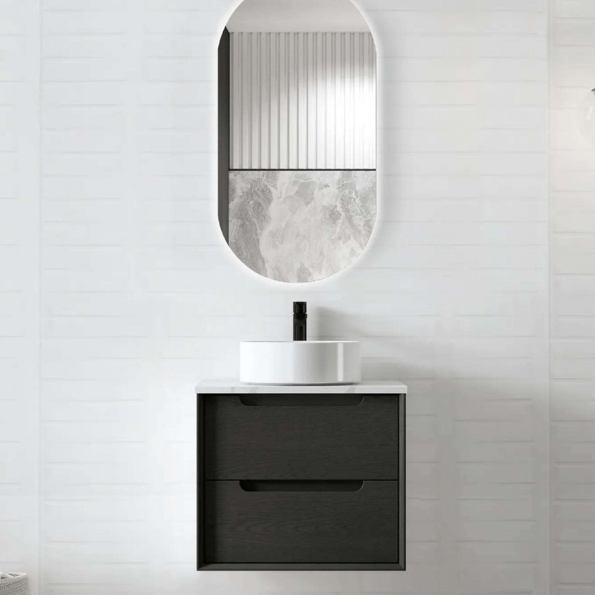 OTTI - Byron 600mm Black Oak Wall Hung Vanity - Vanities - from our - Otti - supplier–available at Bathroom City Perth