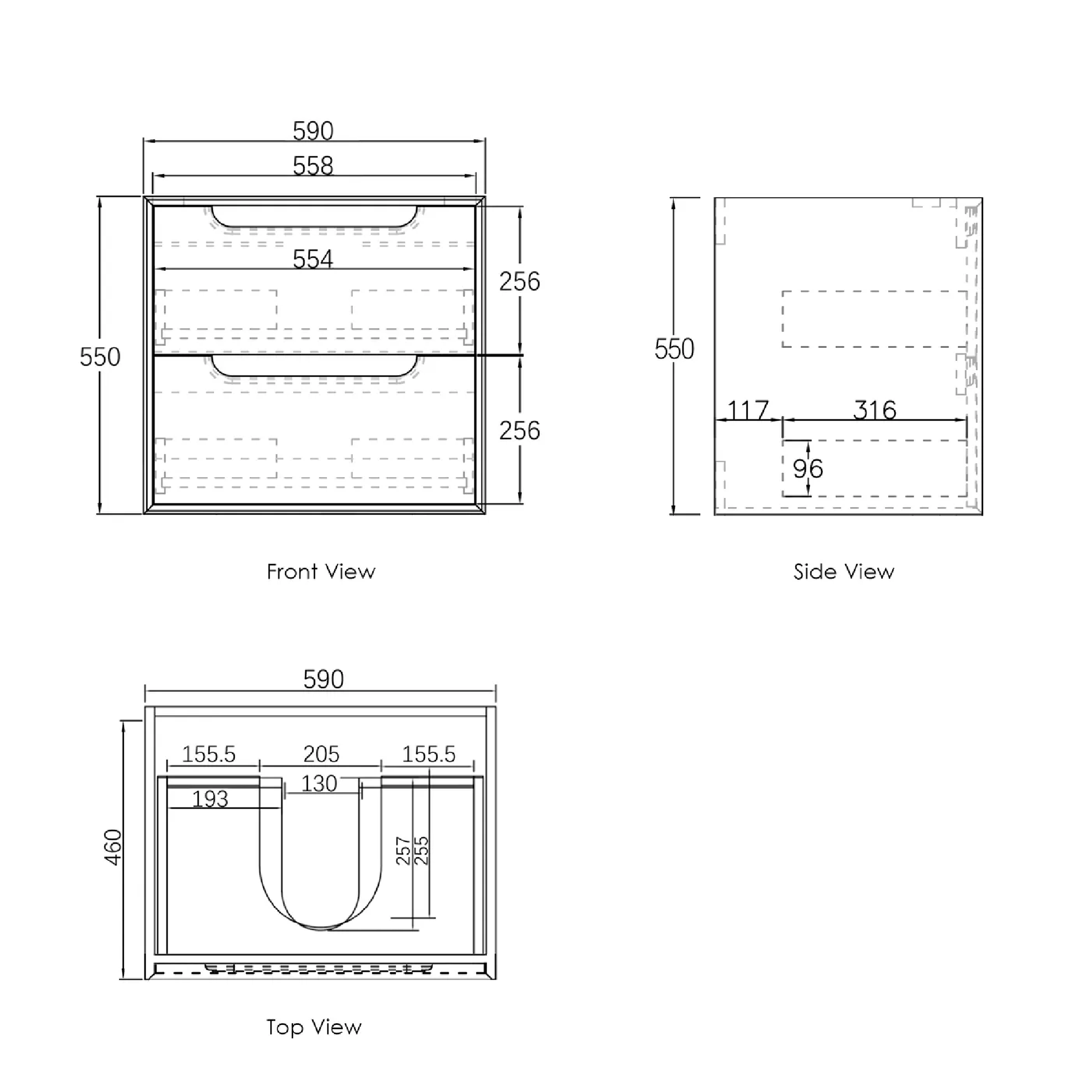 OTTI - Byron 600mm Black Oak Wall Hung Vanity - Vanities - from our - Otti - supplier–available at Bathroom City Perth