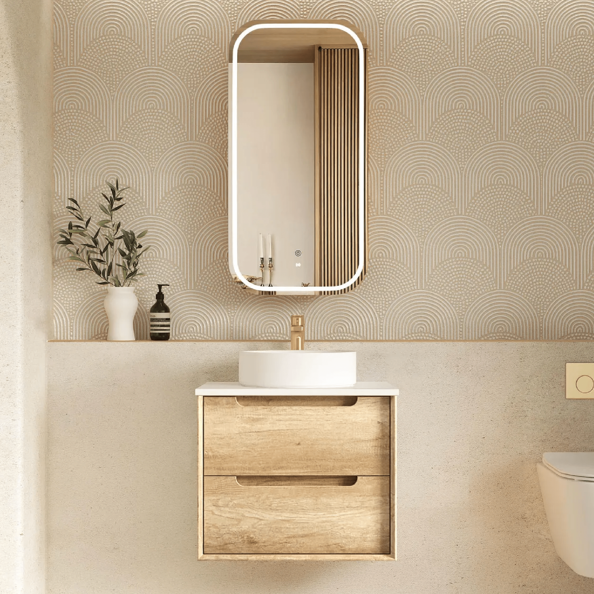OTTI - Byron 600mm Natural Oak Wall Hung Vanity - Vanities - from our - Otti - supplier–available at Bathroom City Perth