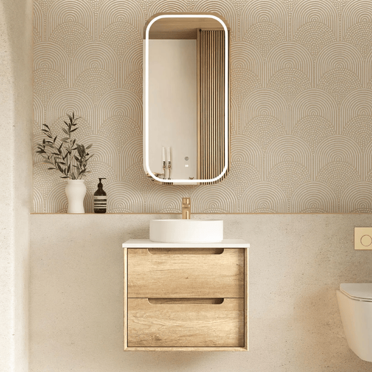 OTTI - Byron 600mm Natural Oak Wall Hung Vanity - Vanities - from our - Otti - supplier–available at Bathroom City Perth
