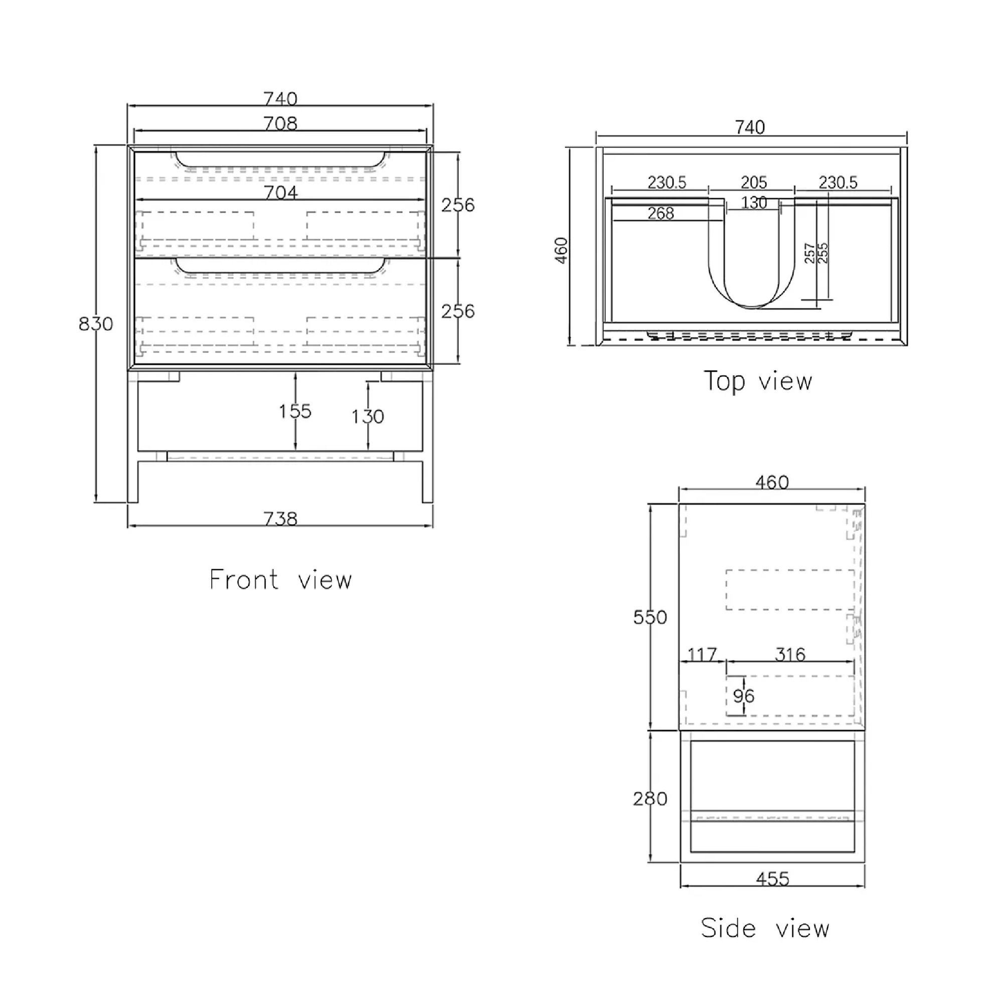 OTTI - Byron 750mm Black Oak Wall Hung Vanity - Vanities - from our - Otti - supplier–available at Bathroom City Perth