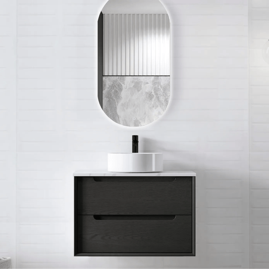OTTI - Byron 750mm Black Oak Wall Hung Vanity - Vanities - from our - Otti - supplier–available at Bathroom City Perth