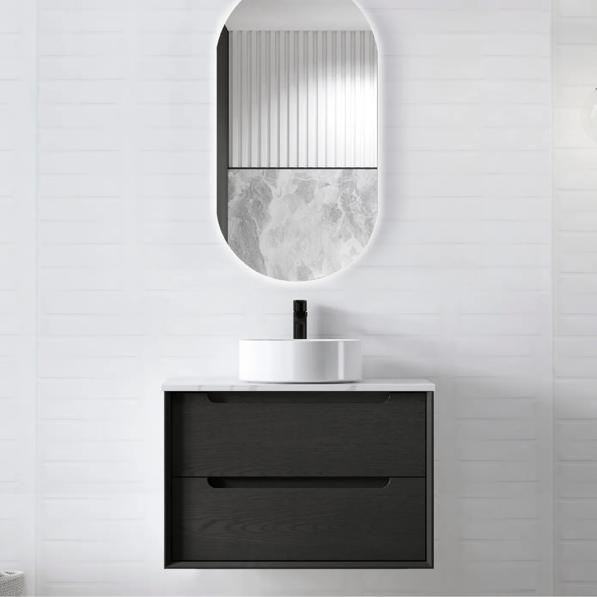OTTI - Byron 750mm Black Oak Wall Hung Vanity - Vanities - from our - Otti - supplier–available at Bathroom City Perth
