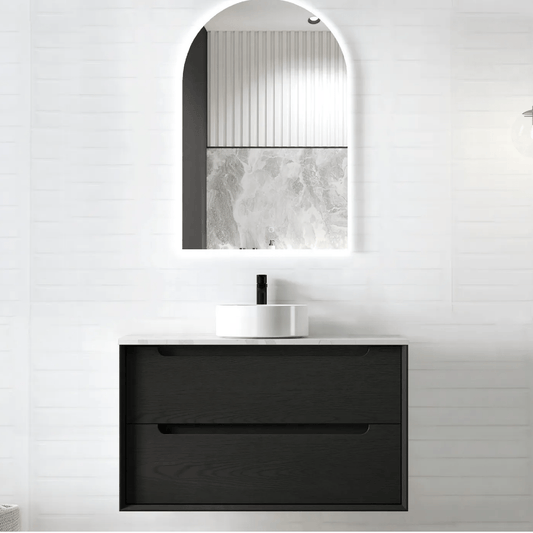 OTTI - Byron 900mm Black Oak Wall Hung Vanity - Vanities - from our - Otti - supplier–available at Bathroom City Perth