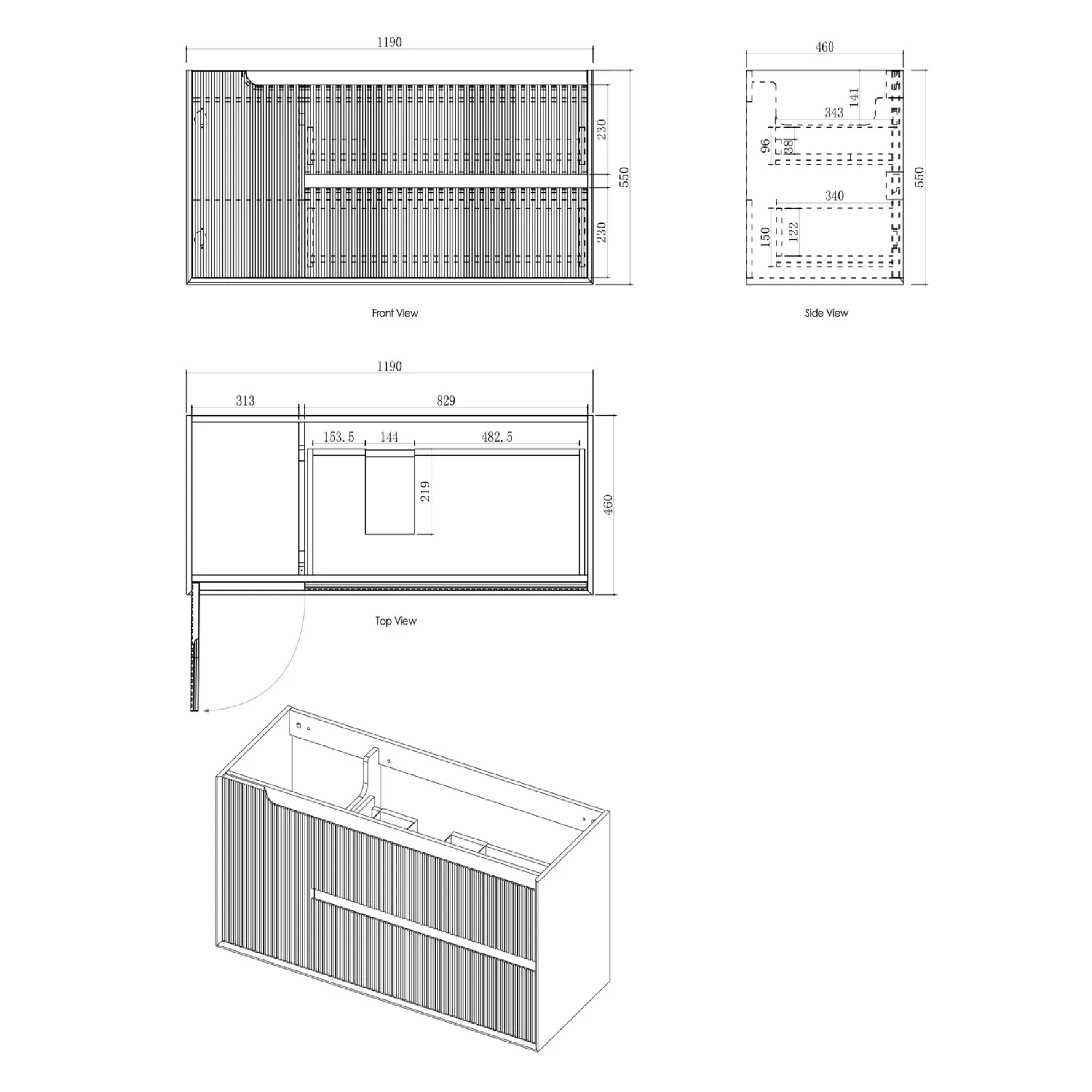 OTTI - Byron Fluted 1200mm Woodland Oak Wall Hung Vanity - Vanities - from our - Otti - supplier–available at Bathroom City Perth