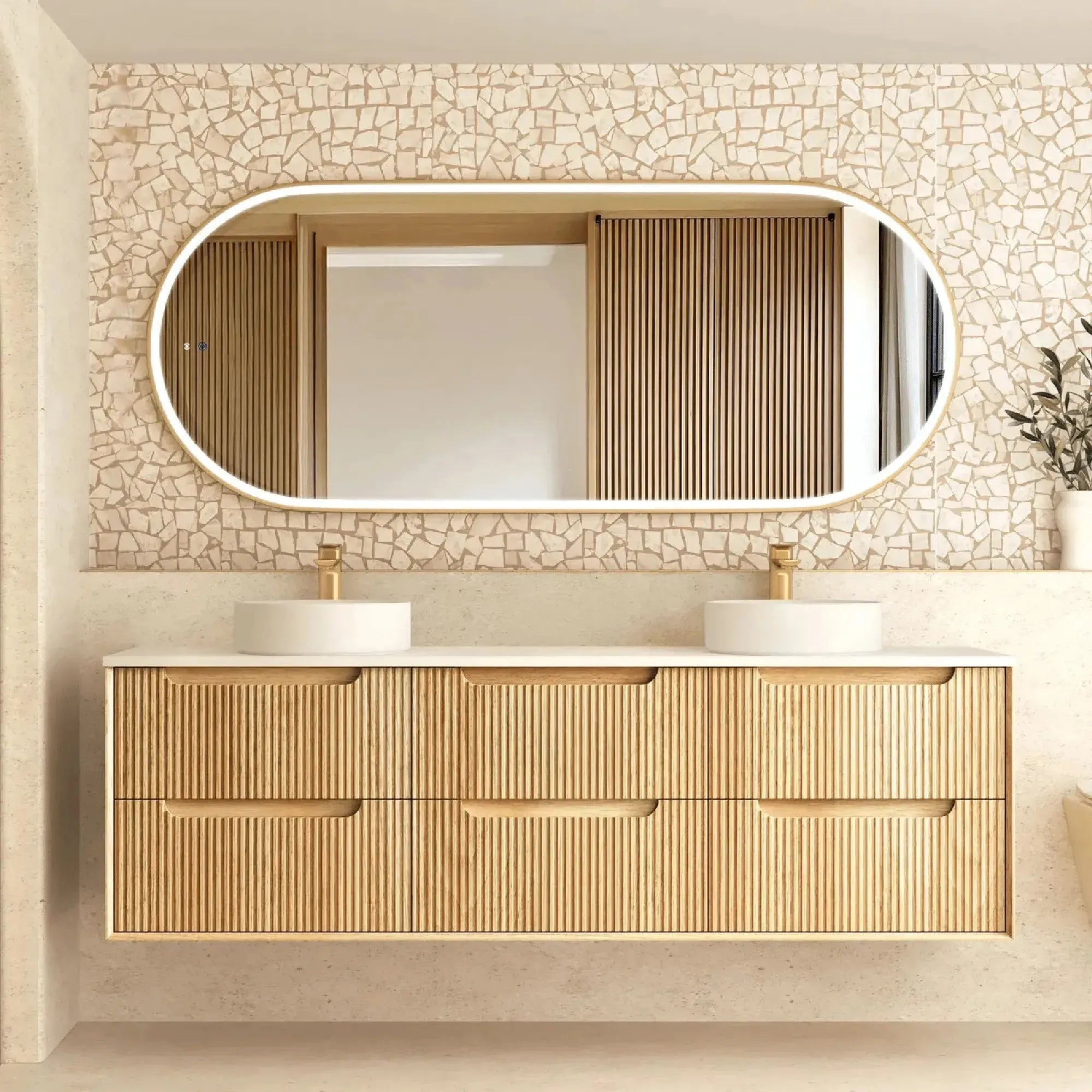 OTTI - Byron Fluted 1800mm Woodland Oak Wall Hung Vanity-Vanities-from our-Otti-supplier–available at Bathroom City Perth