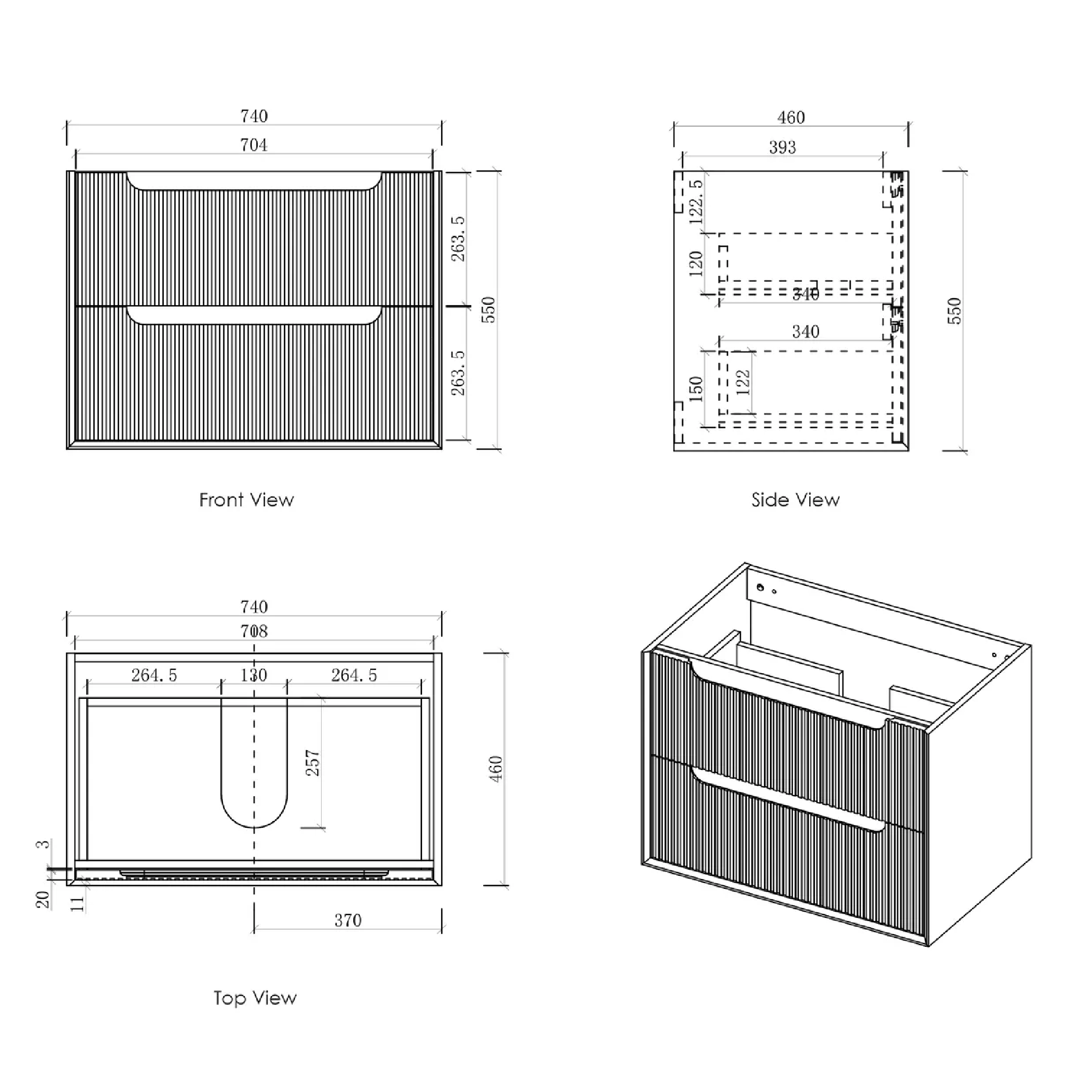 OTTI - Byron Fluted 750mm Woodland Oak Wall Hung Vanity - Vanities - from our - Otti - supplier–available at Bathroom City Perth