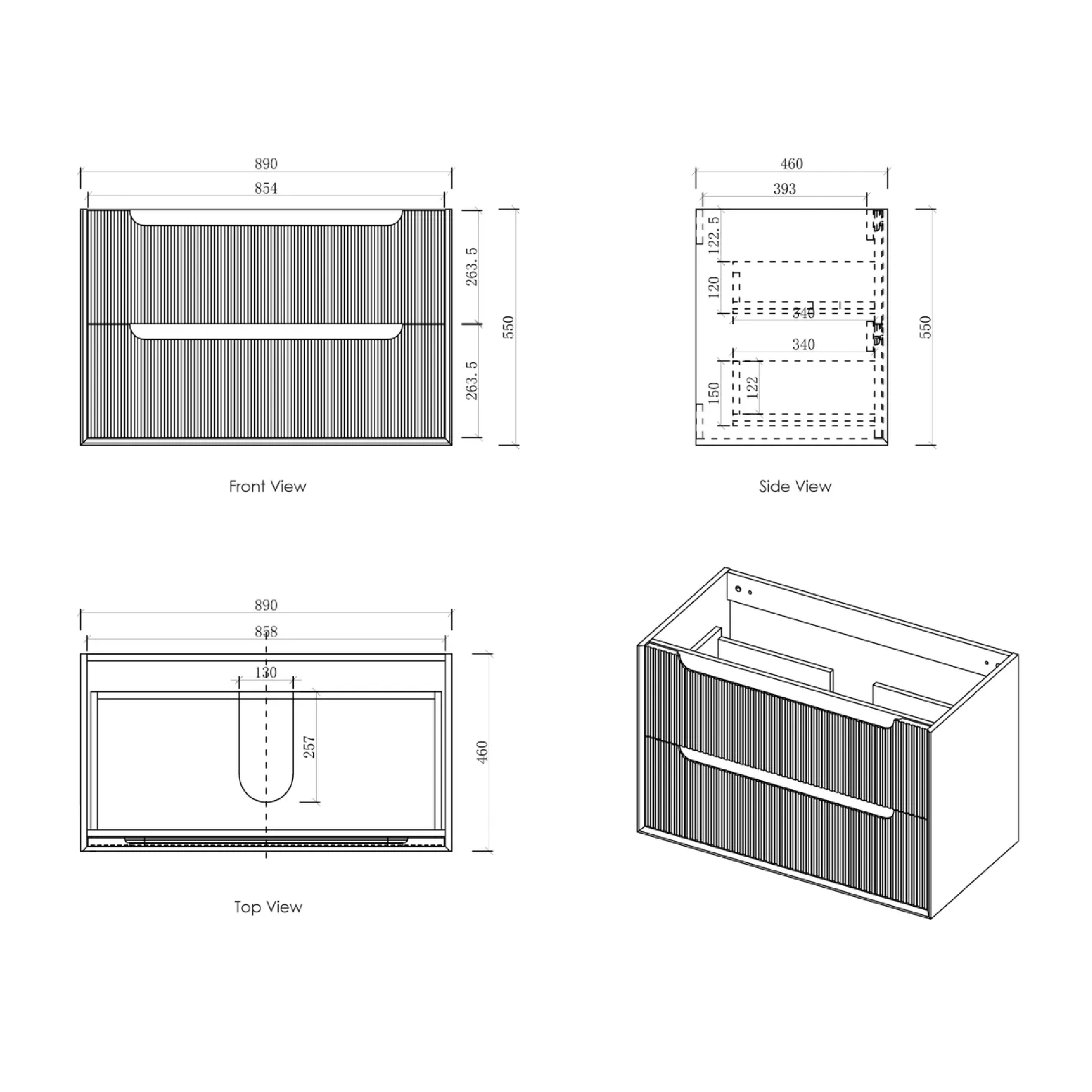 OTTI - Byron Fluted 900mm Woodland Oak Wall Hung Vanity - Vanities - from our - Otti - supplier–available at Bathroom City Perth
