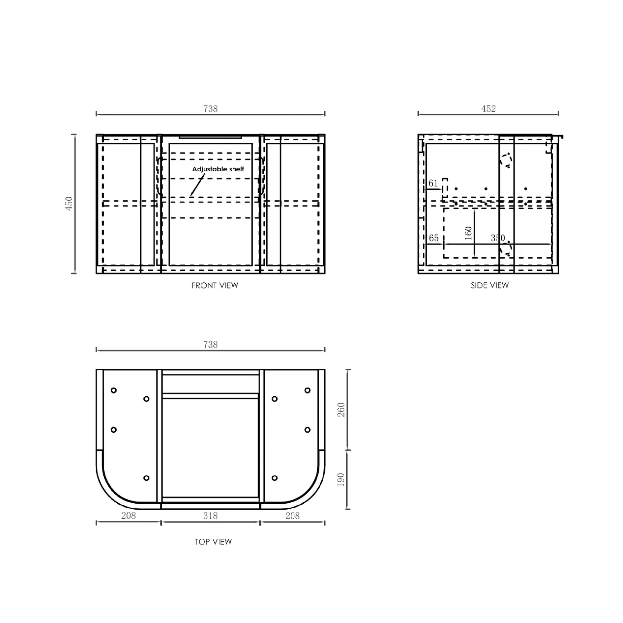 OTTI - Hampshire 750mm Satin Black Wall Hung Curve Vanity - Vanities - from our - Otti - supplier–available at Bathroom City Perth
