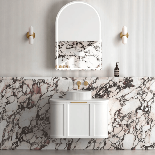 OTTI - Hampshire 750mm Satin White Wall Hung Curve Vanity - Vanities - from our - Otti - supplier–available at Bathroom City Perth