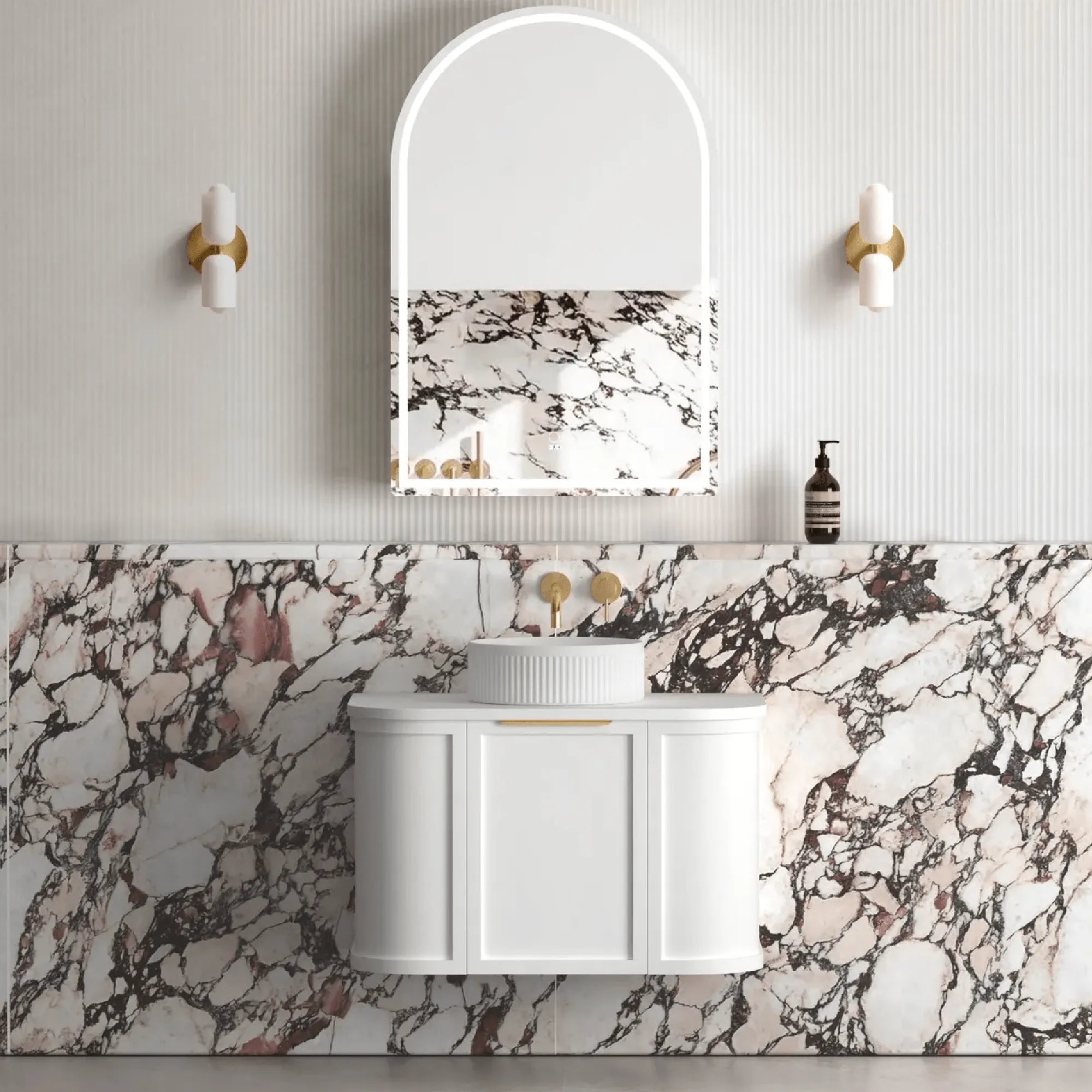 OTTI - Hampshire 750mm Satin White Wall Hung Curve Vanity-Vanities-from our-Otti-supplier–available at Bathroom City Perth