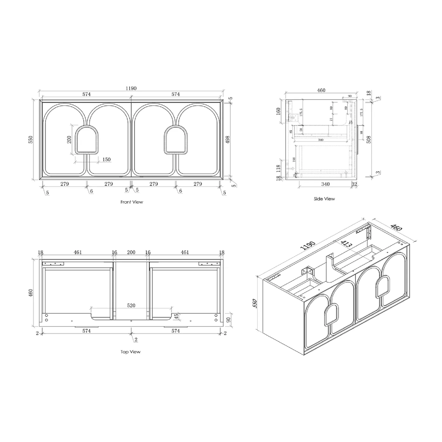 OTTI - Laguna 1200mm Black American Oak Wall Hung Vanity - Vanities - from our - Otti - supplier–available at Bathroom City Perth