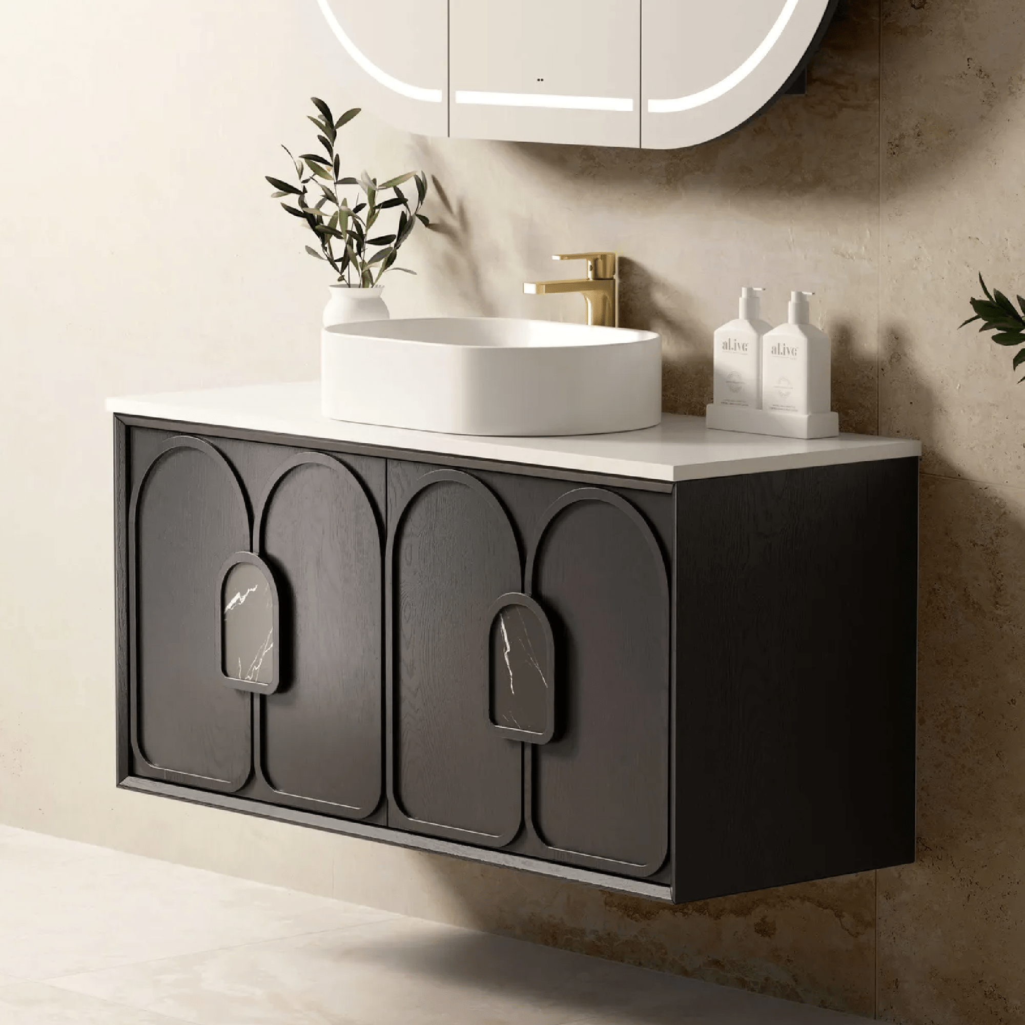 OTTI - Laguna 1200mm Black American Oak Wall Hung Vanity - Vanities - from our - Otti - supplier–available at Bathroom City Perth