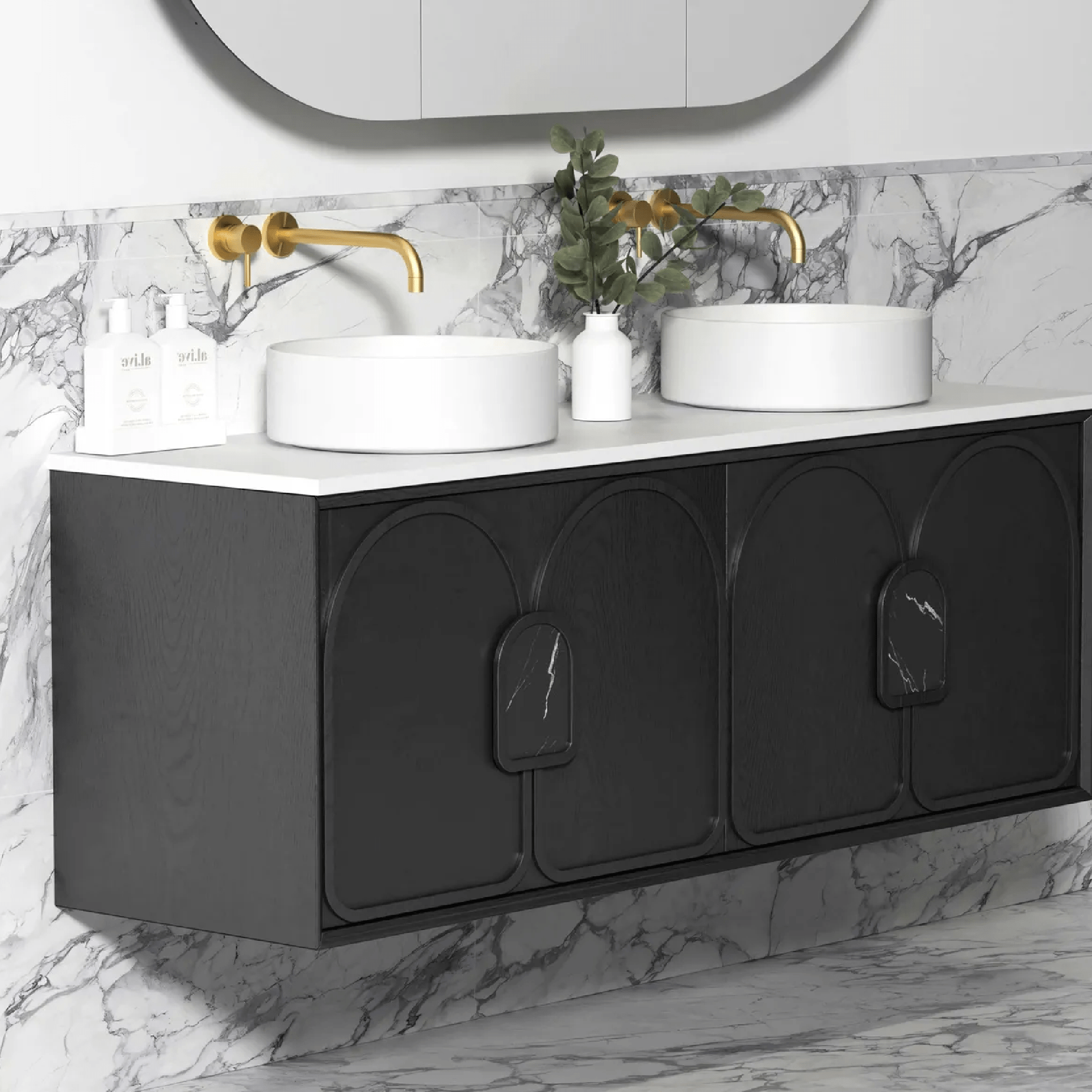 OTTI - Laguna 1500mm Black American Oak Wall Hung Vanity - Vanities - from our - Otti - supplier–available at Bathroom City Perth