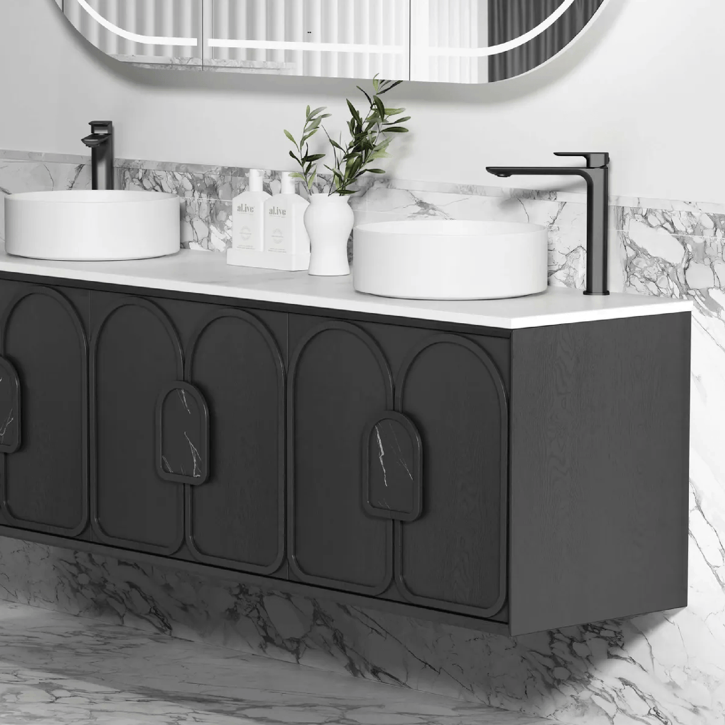 OTTI - Laguna 1800mm Black American Oak Wall Hung Vanity - Vanities - from our - Otti - supplier–available at Bathroom City Perth