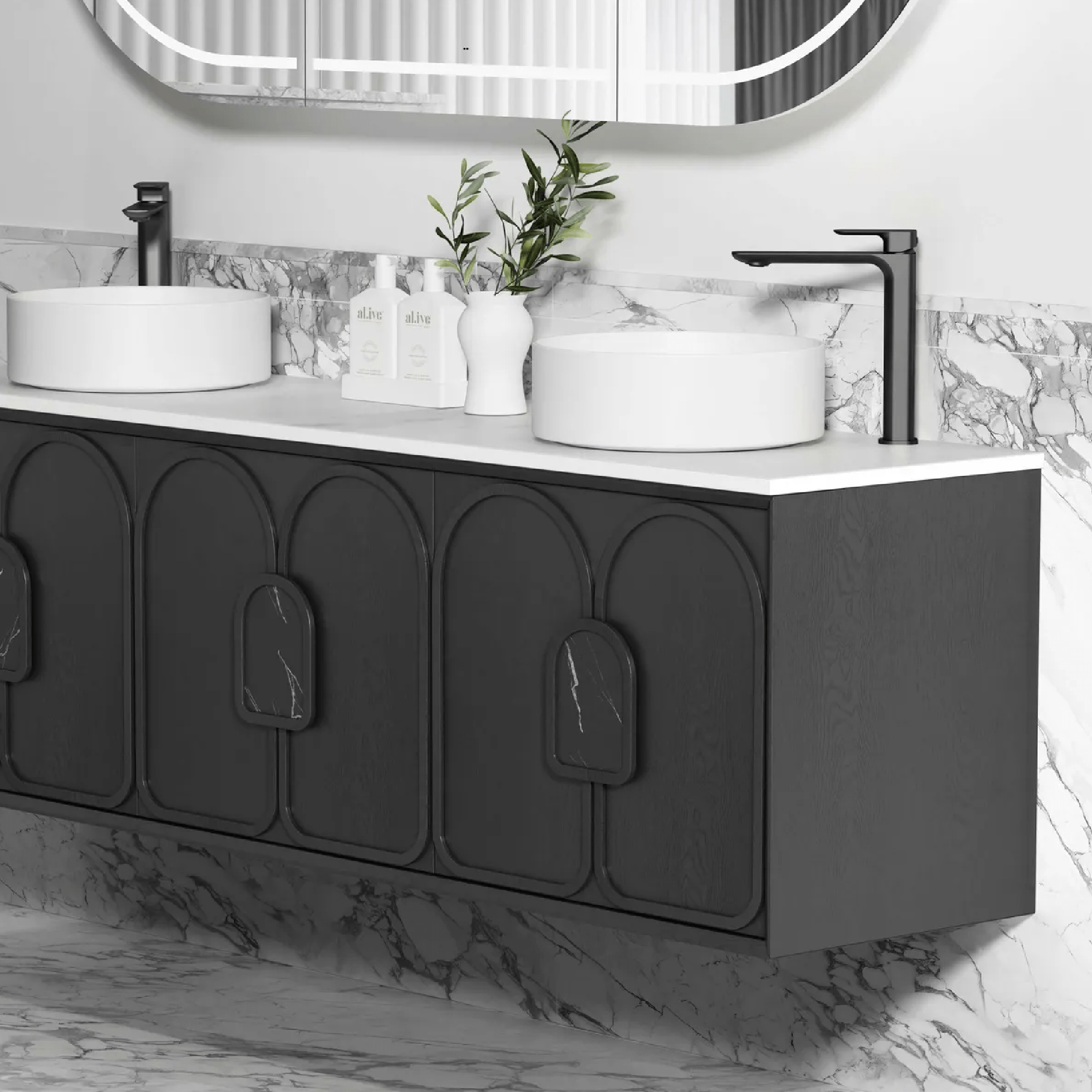 OTTI - Laguna 1800mm Black American Oak Wall Hung Vanity - Vanities - from our - Otti - supplier–available at Bathroom City Perth