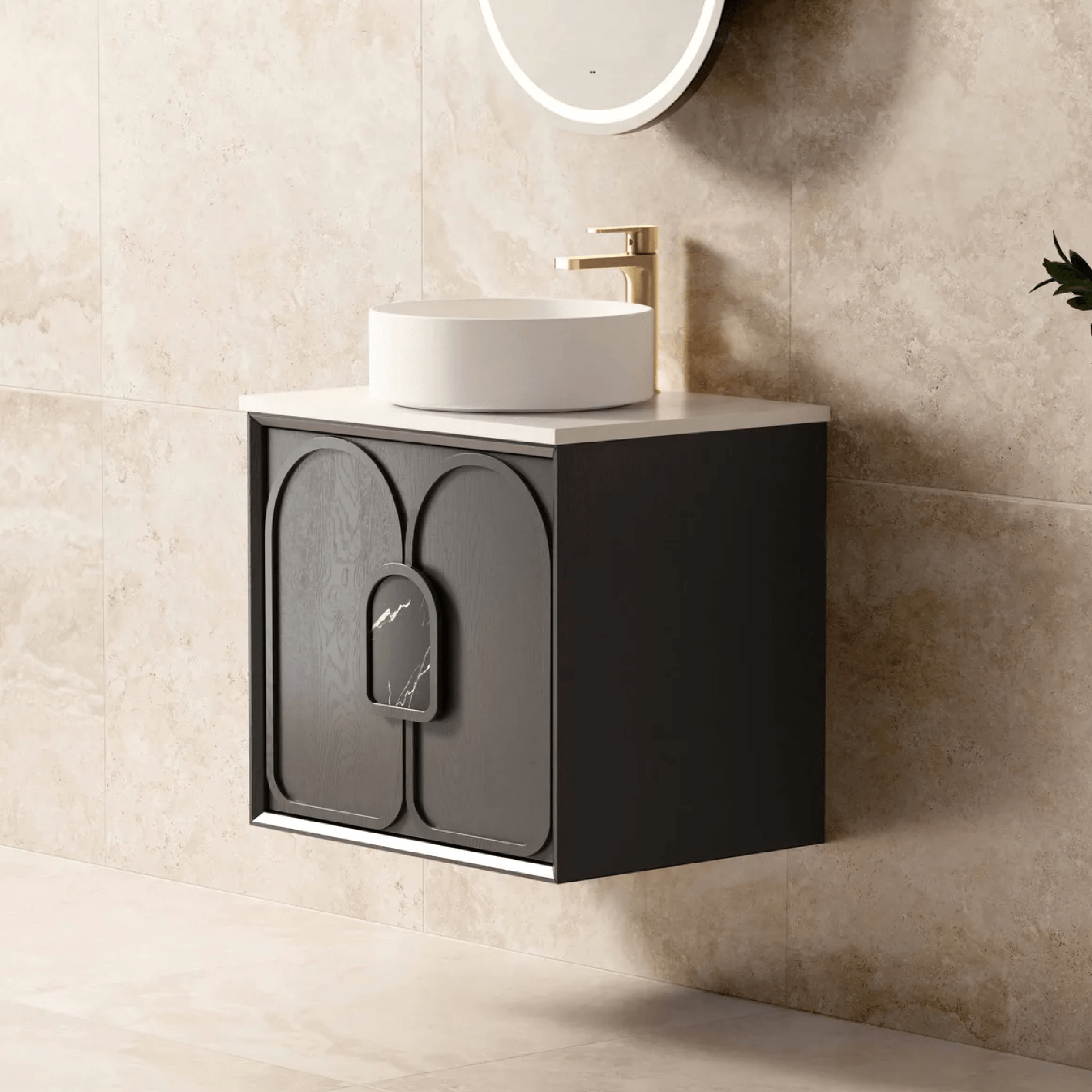 OTTI - Laguna 600mm Black American Oak Wall Hung Vanity - Vanities - from our - Otti - supplier–available at Bathroom City Perth