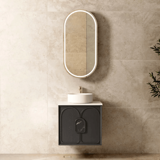 OTTI - Laguna 600mm Black American Oak Wall Hung Vanity - Vanities - from our - Otti - supplier–available at Bathroom City Perth