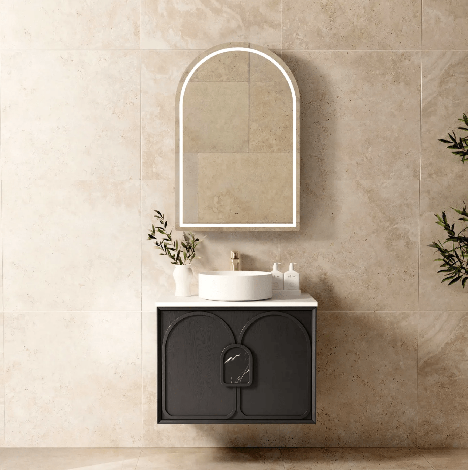 OTTI - Laguna 750mm Black American Oak Wall Hung Vanity - Vanities - from our - Otti - supplier–available at Bathroom City Perth