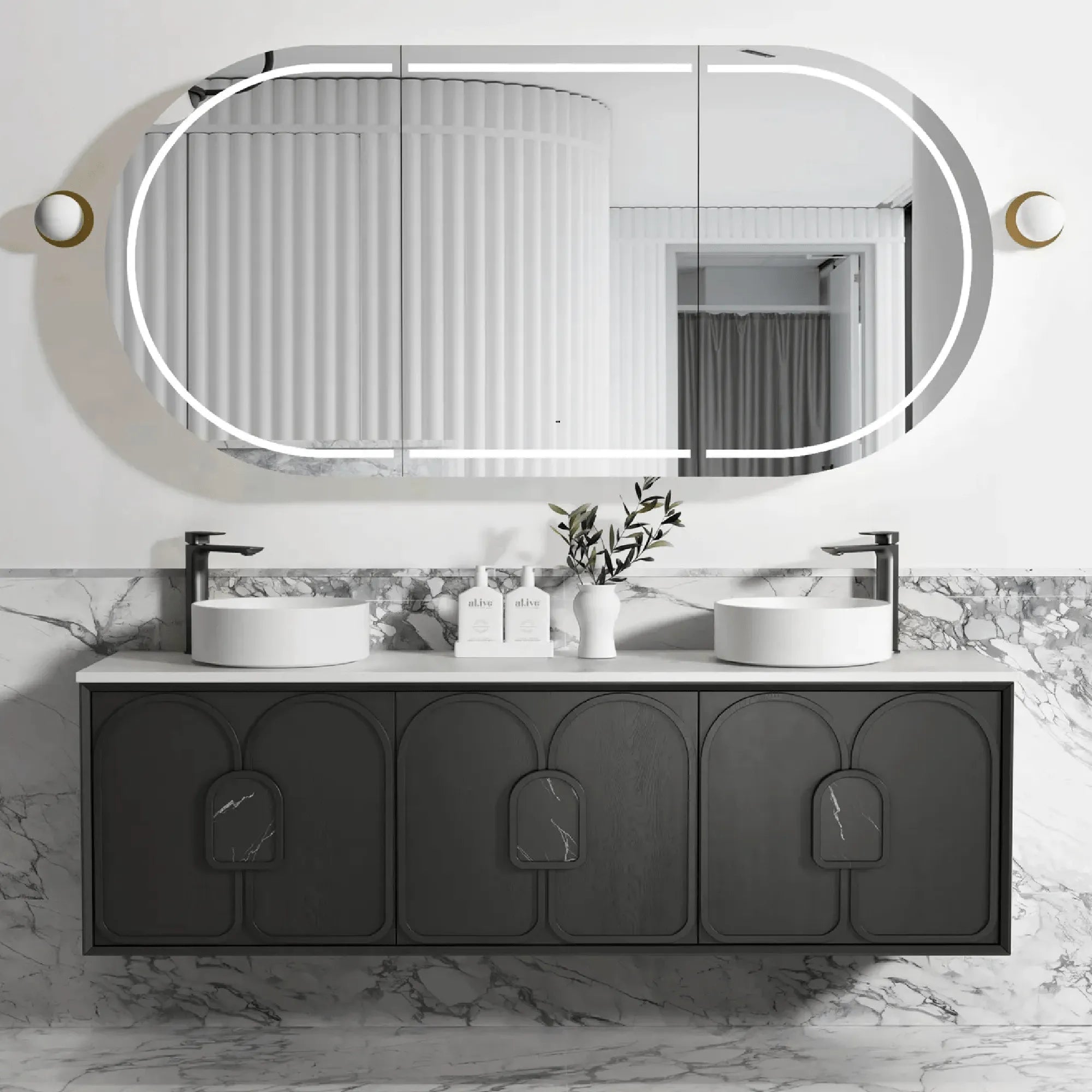 OTTI - Laguna Mark II 1800mm Black Oak Wall Hung Vanity-Vanities-from our-Otti-supplier–available at Bathroom City Perth