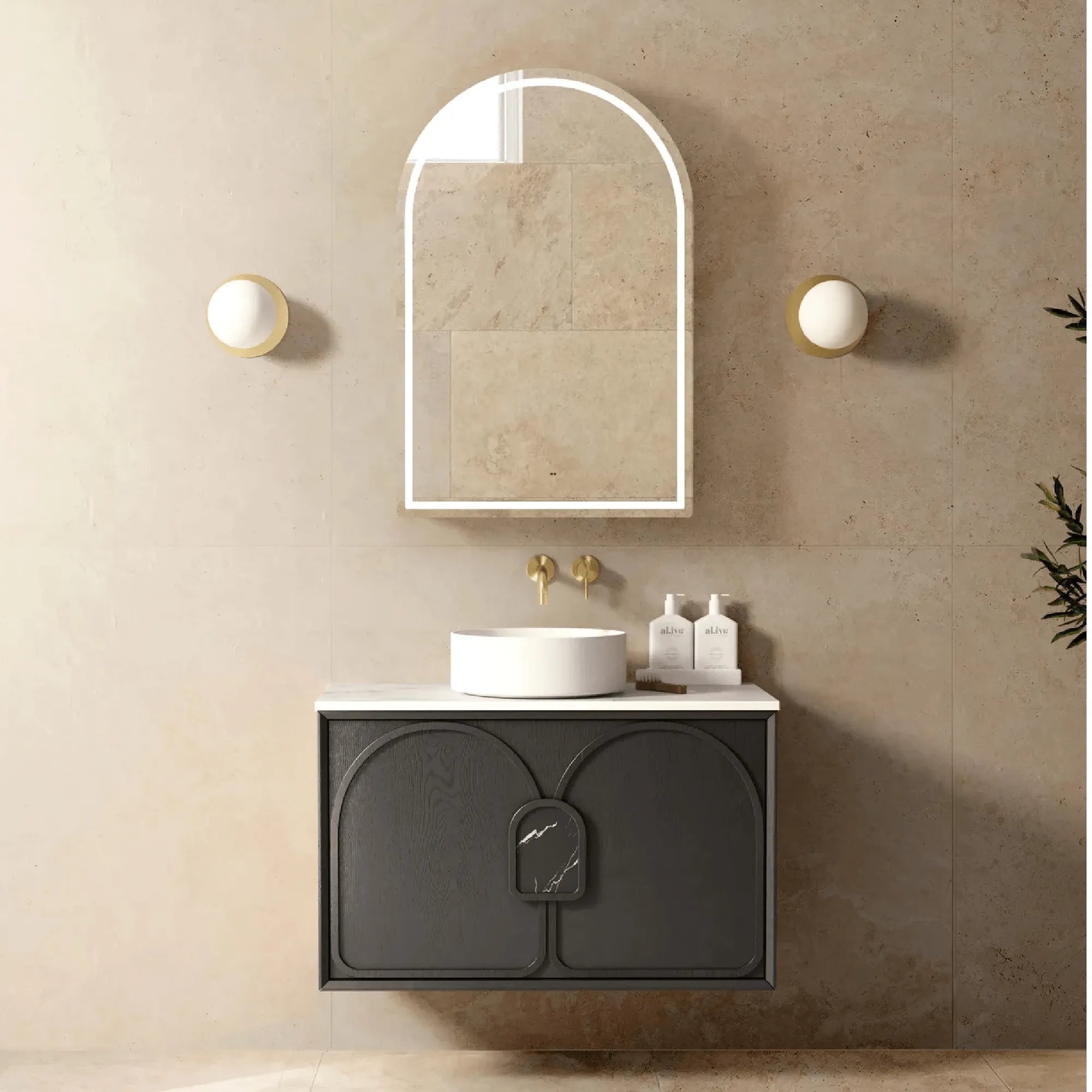 OTTI - Laguna Mark II 900mm Black Oak Wall Hung Vanity-Vanities-from our-Otti-supplier–available at Bathroom City Perth
