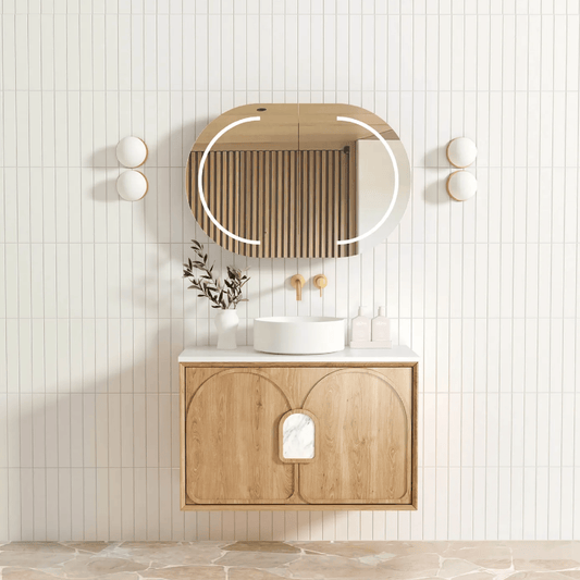 OTTI - Laguna Mark II 900mm Woodland Oak Wall Hung Vanity - Vanities - from our - Otti - supplier–available at Bathroom City Perth