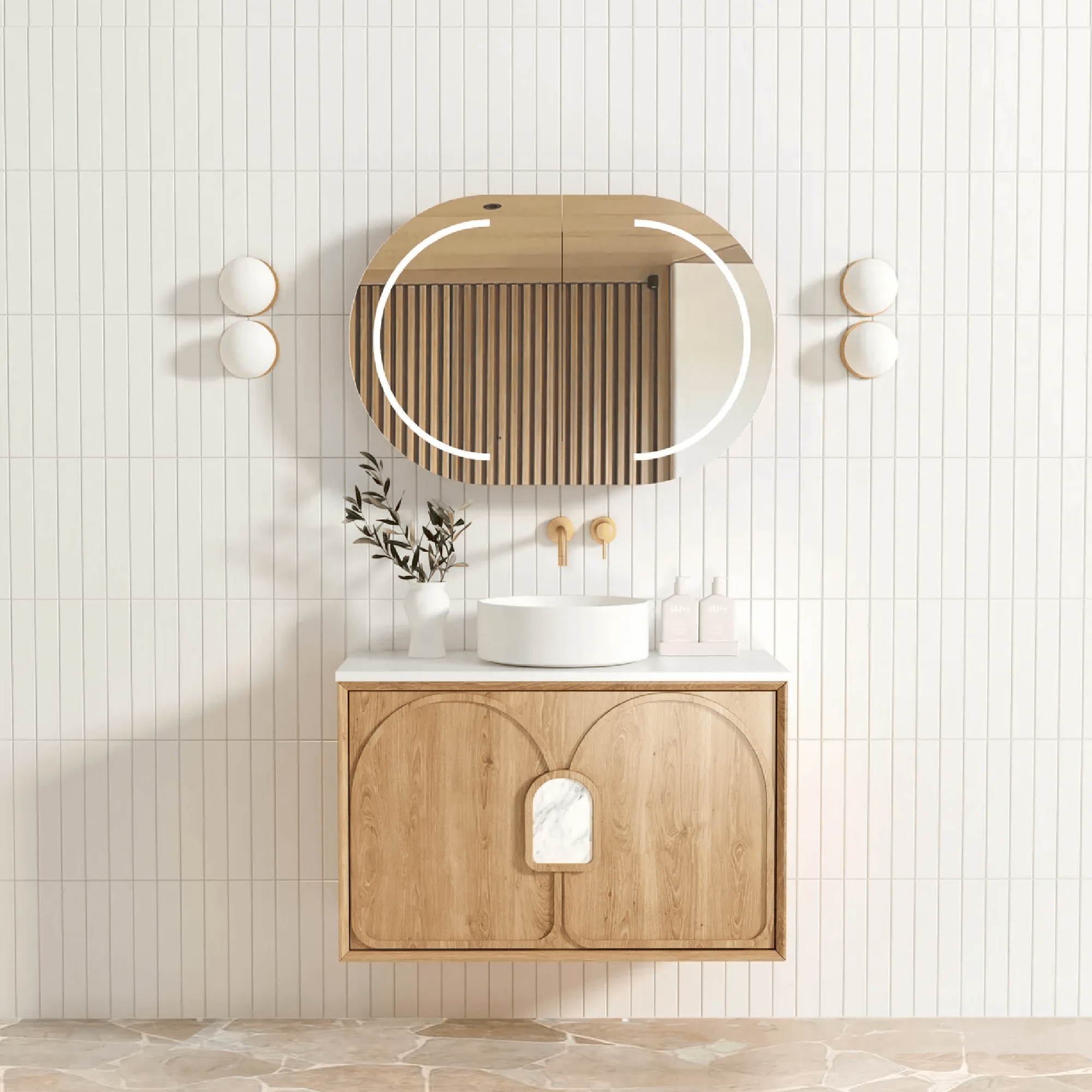 OTTI - Laguna Mark II 900mm Woodland Oak Wall Hung Vanity - Vanities - from our - Otti - supplier–available at Bathroom City Perth