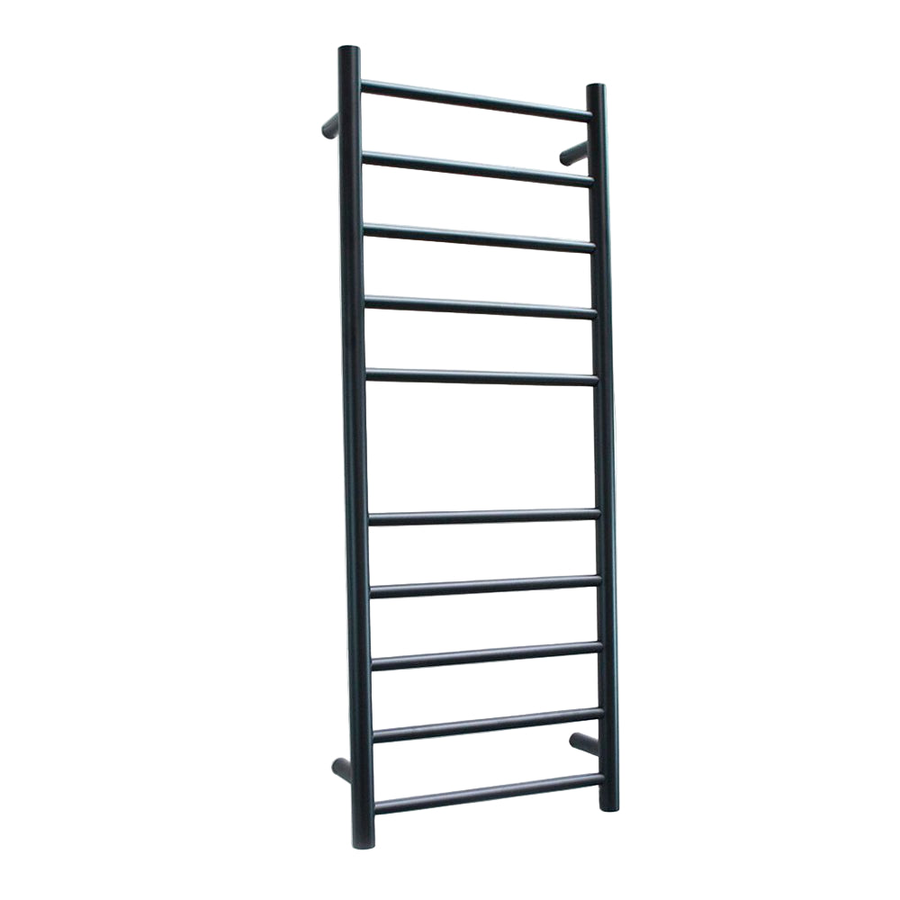 RADIANT - BRTR430 Heated Round Ladder 430x1100mm Matt Black - Heated Towel Rails - from our - Radiant - supplier–available at Bathroom City Perth