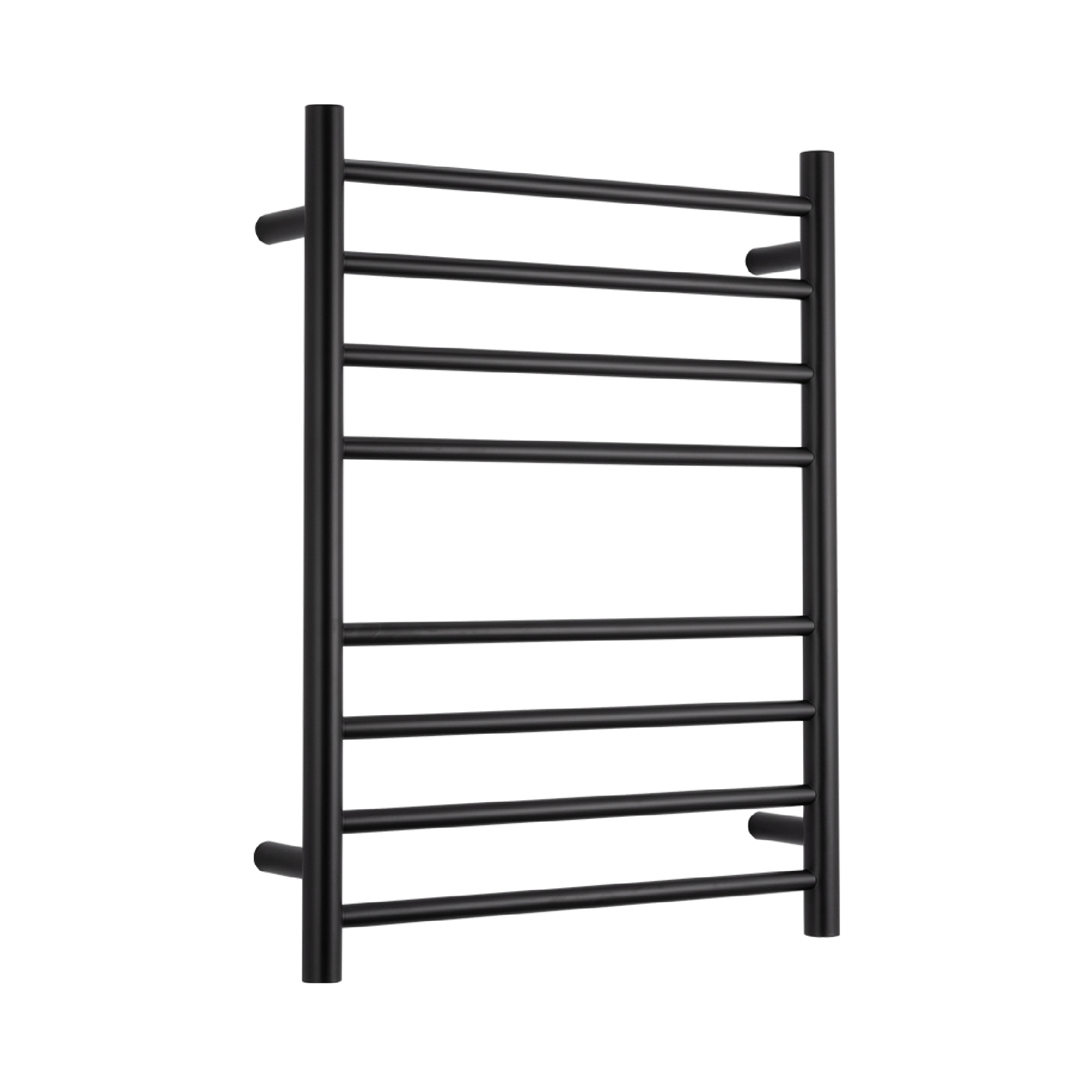 RADIANT - BRTR530 Heated Round Ladder 530x700mm Matt Black - Heated Towel Rails - from our - Radiant - supplier–available at Bathroom City Perth