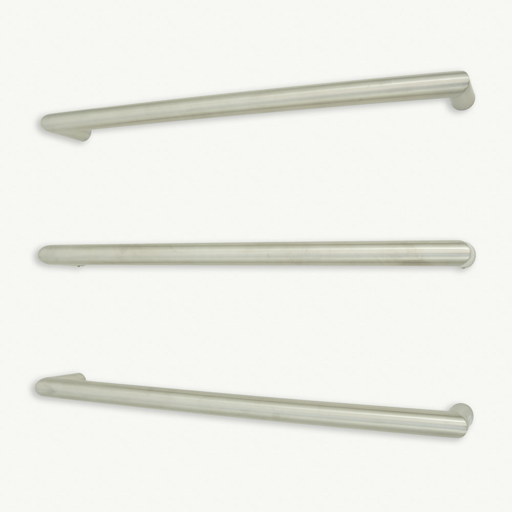 RADIANT - BRU - SBRTR - 650 Heated Low Voltage Single Round Bar 650mm Brushed Satin - Heated Towel Rails - from our - Radiant - supplier–available at Bathroom City Perth