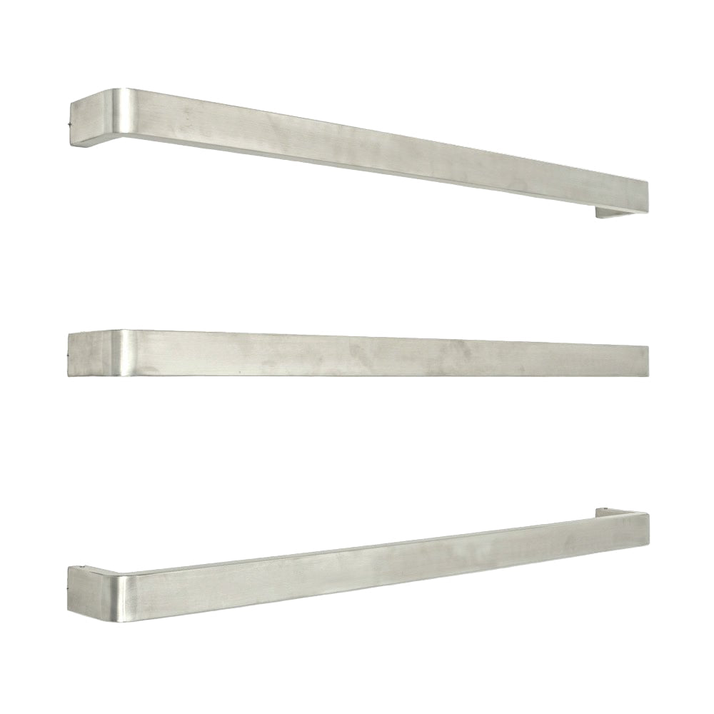 RADIANT - BRU - VAIL - 800 Heated Single Square Bar With Rounded Ends 800mm Brushed Satin - Heated Towel Rails - from our - Radiant - supplier–available at Bathroom City Perth