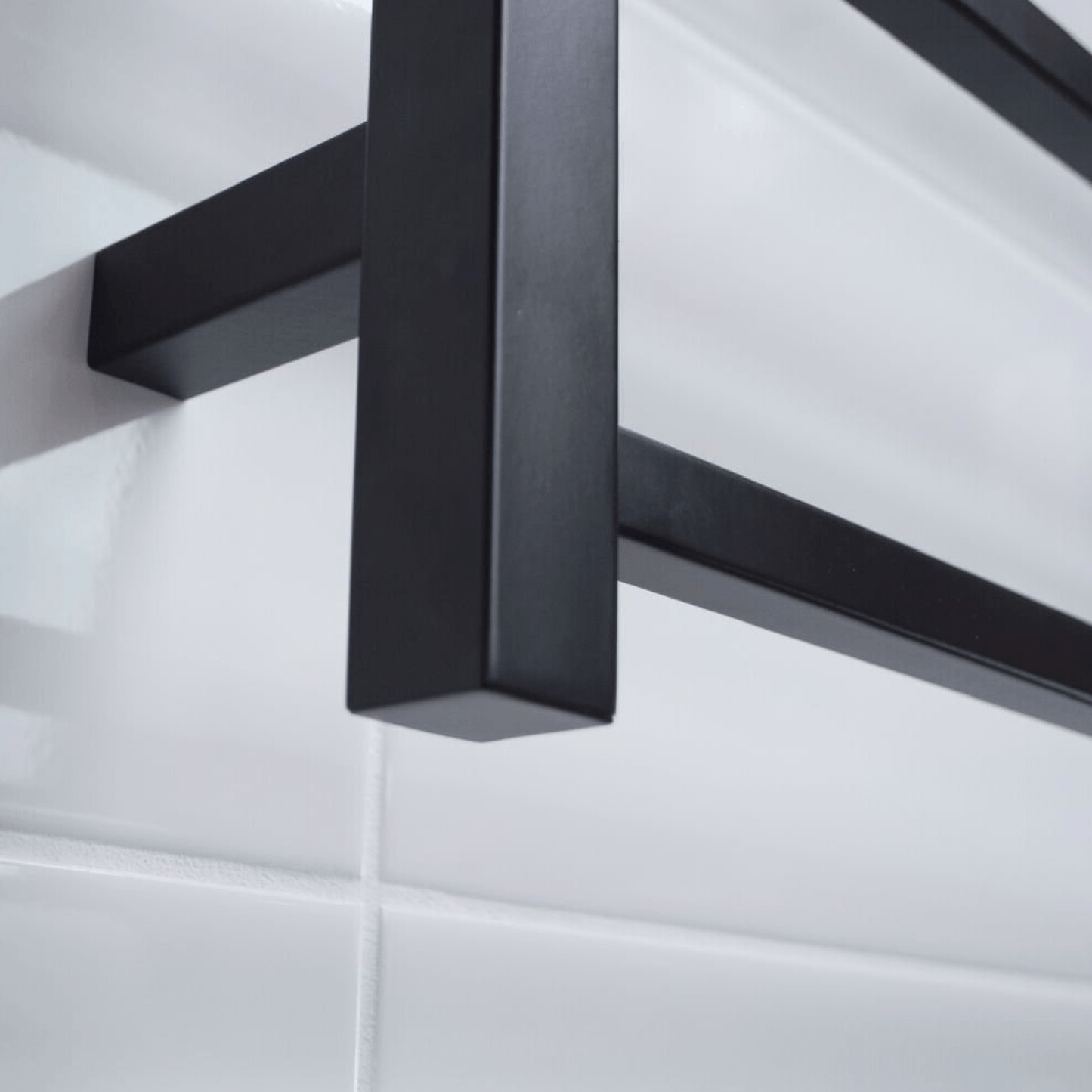 RADIANT - BSTR05 Heated Square Ladder 800x1000mm Matt Black - Heated Towel Rails - from our - Radiant - supplier–available at Bathroom City Perth
