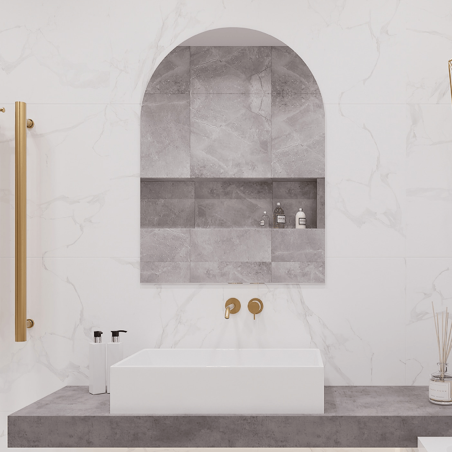 THERMOGROUP - AC7510HN Church Shape Polished Edge Mirror with Hangers - Mirror - from our - THERMORAIL - supplier–available at Bathroom City Perth