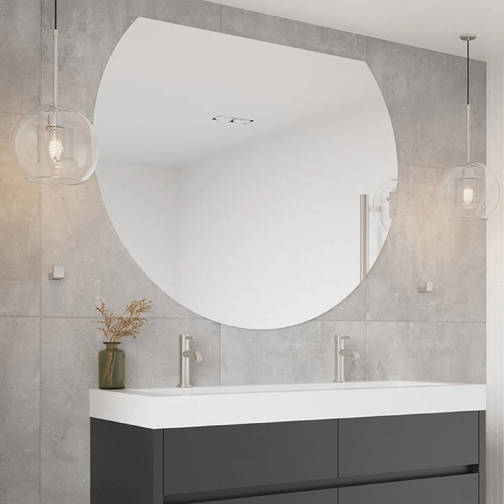 THERMOGROUP - HD1290HN D Shaped Polished Edge Mirror-Mirror-from our-THERMORAIL-supplier–available at Bathroom City Perth