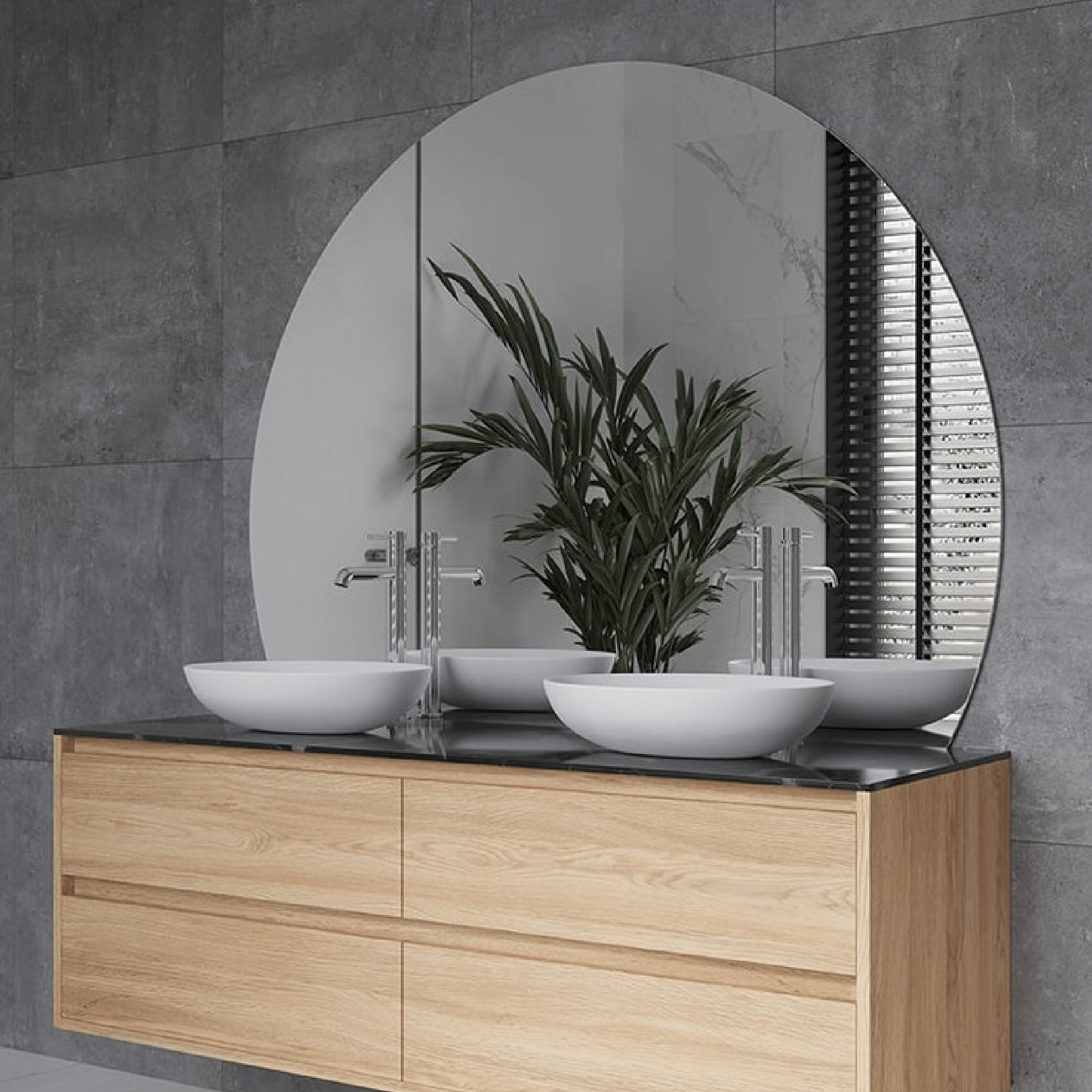 THERMOGROUP - HD1511HN D Shaped Polished Edge MirrorMirror – available at Bathroom City Perth