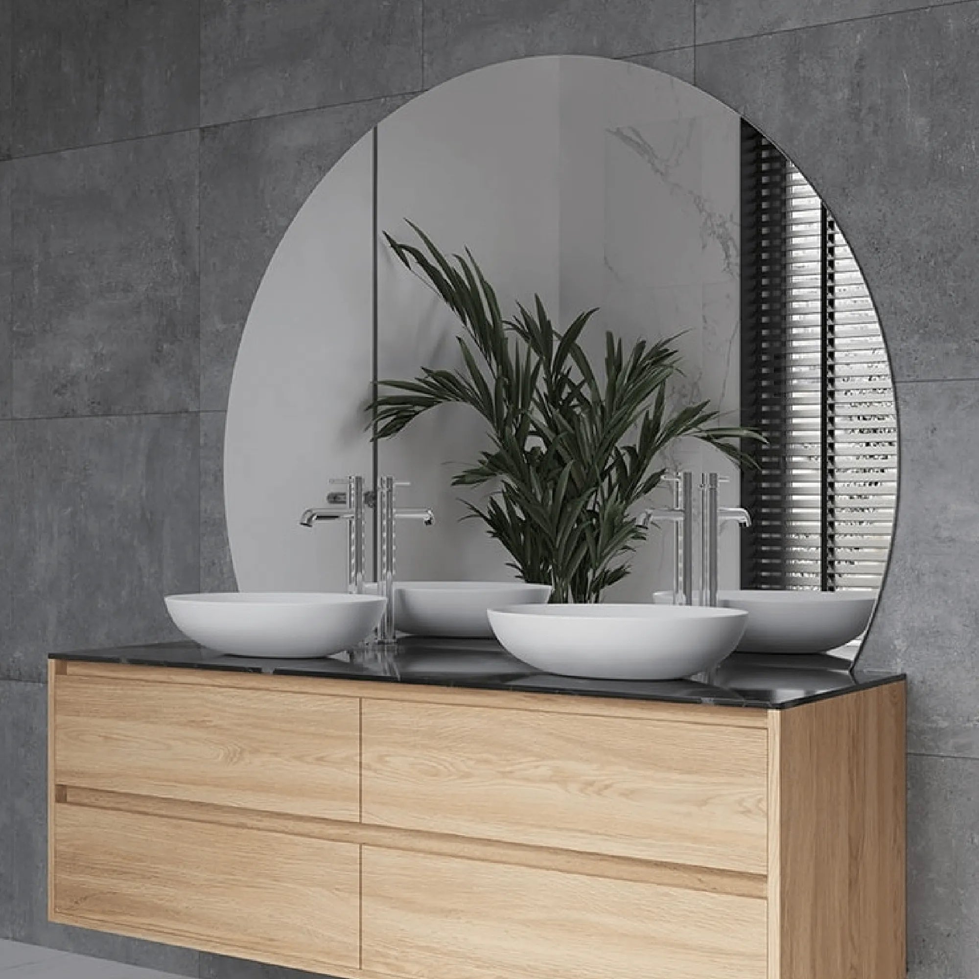 THERMOGROUP - HD1511HN D Shaped Polished Edge Mirror-Mirror-from our-THERMORAIL-supplier–available at Bathroom City Perth