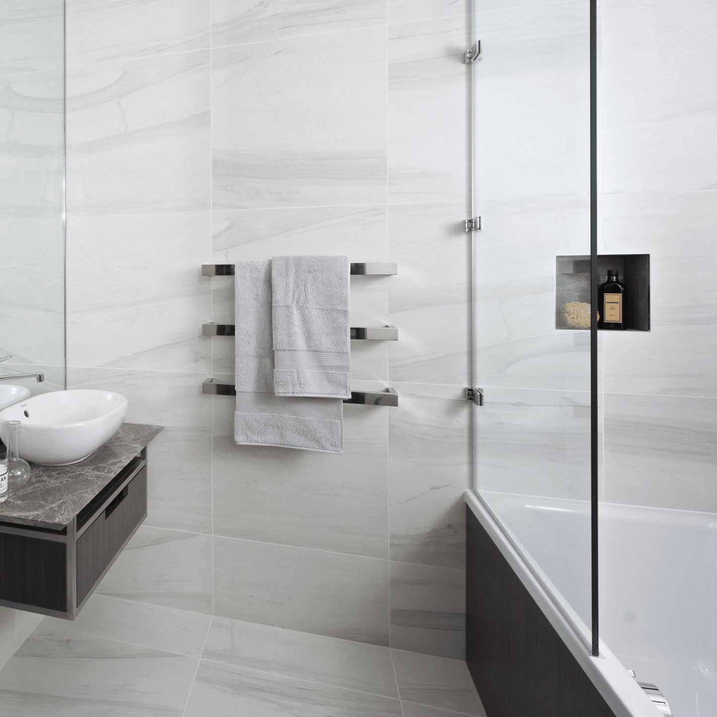 THERMORAIL - DSS6 Square Single Bar Polished Heated Towel Rail - Heated Towel Rails - from our - THERMORAIL - supplier–available at Bathroom City Perth